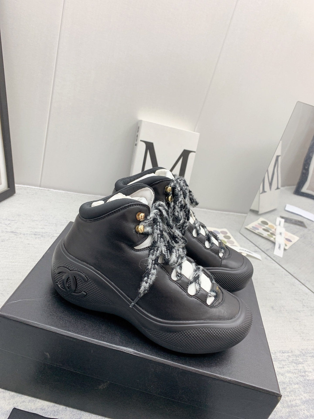 CC 26s High Top Sneakers 5cm Black Black Leather 163043