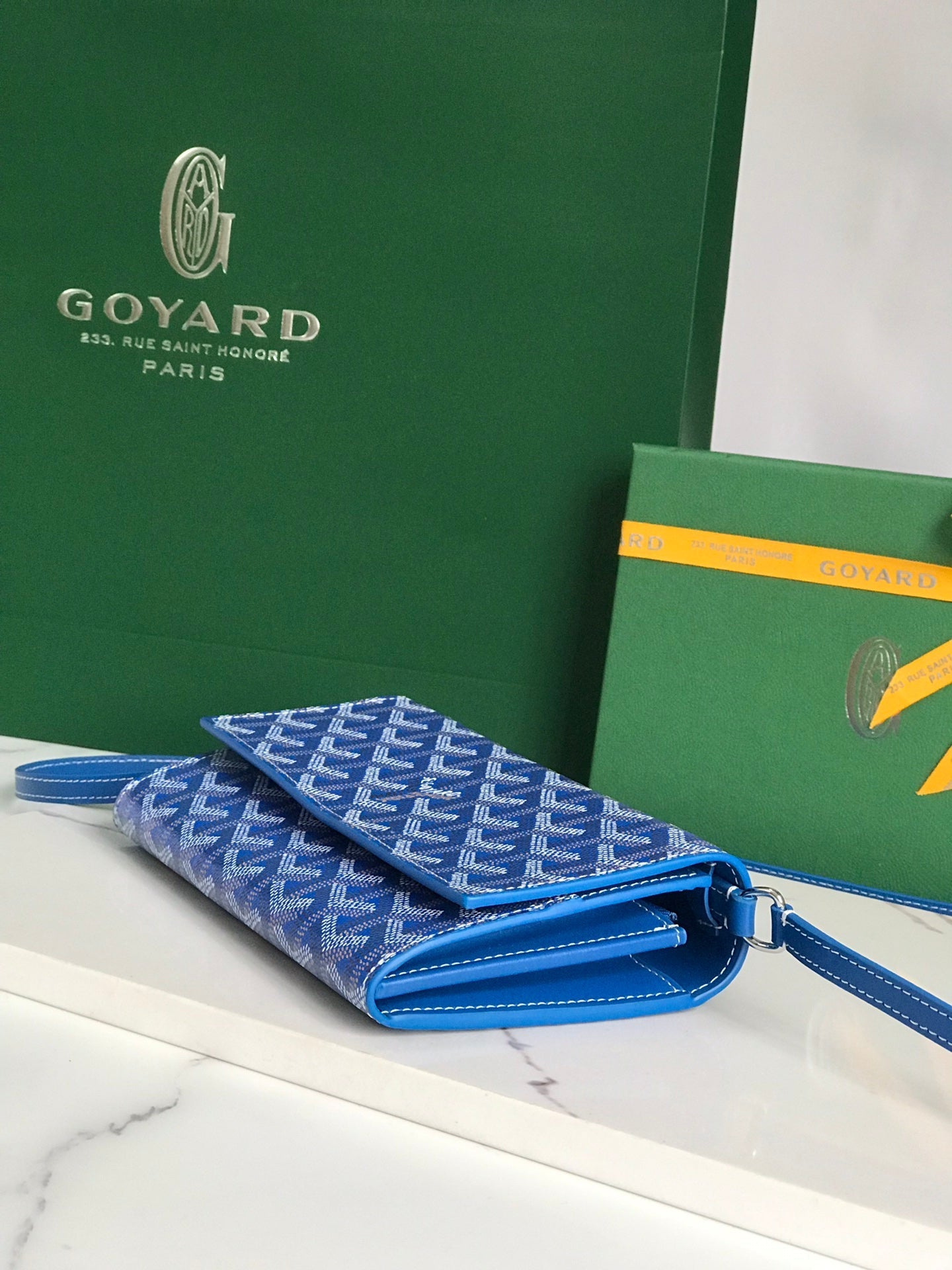 Goyard Varenne Continental Wallet 19cm Blue Canvas & Calfskin