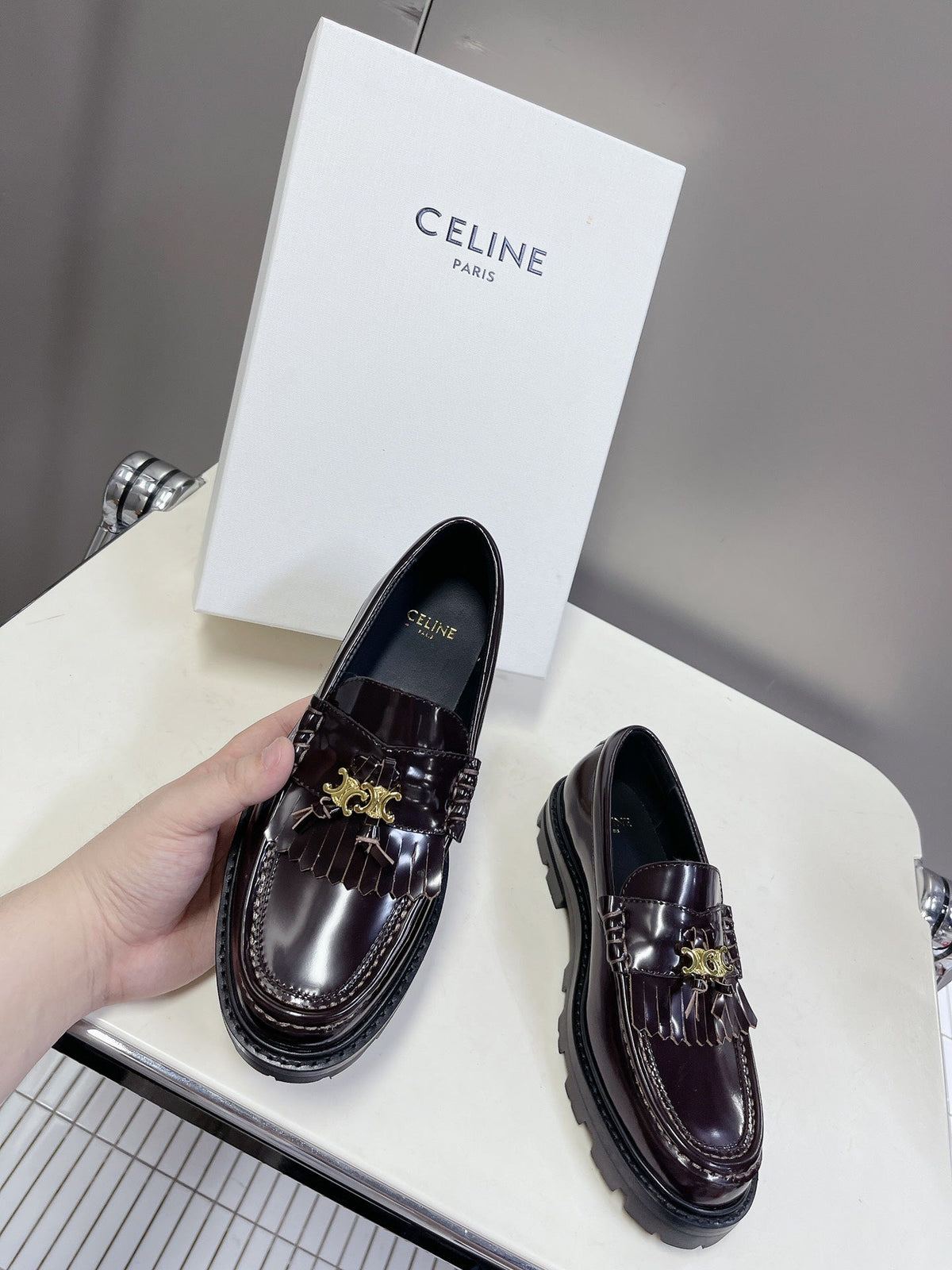CE 26s Margaret Loafers 3.5cm Burgundy Leather 114189