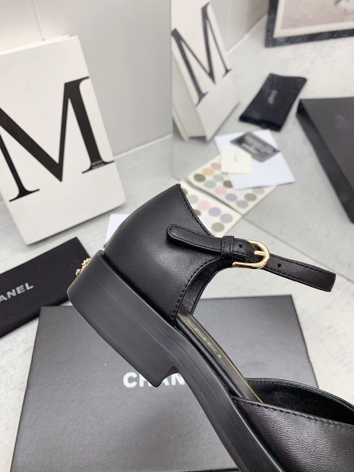 CC 26s Mary Janes Black Lambskin Grosgrain 159884