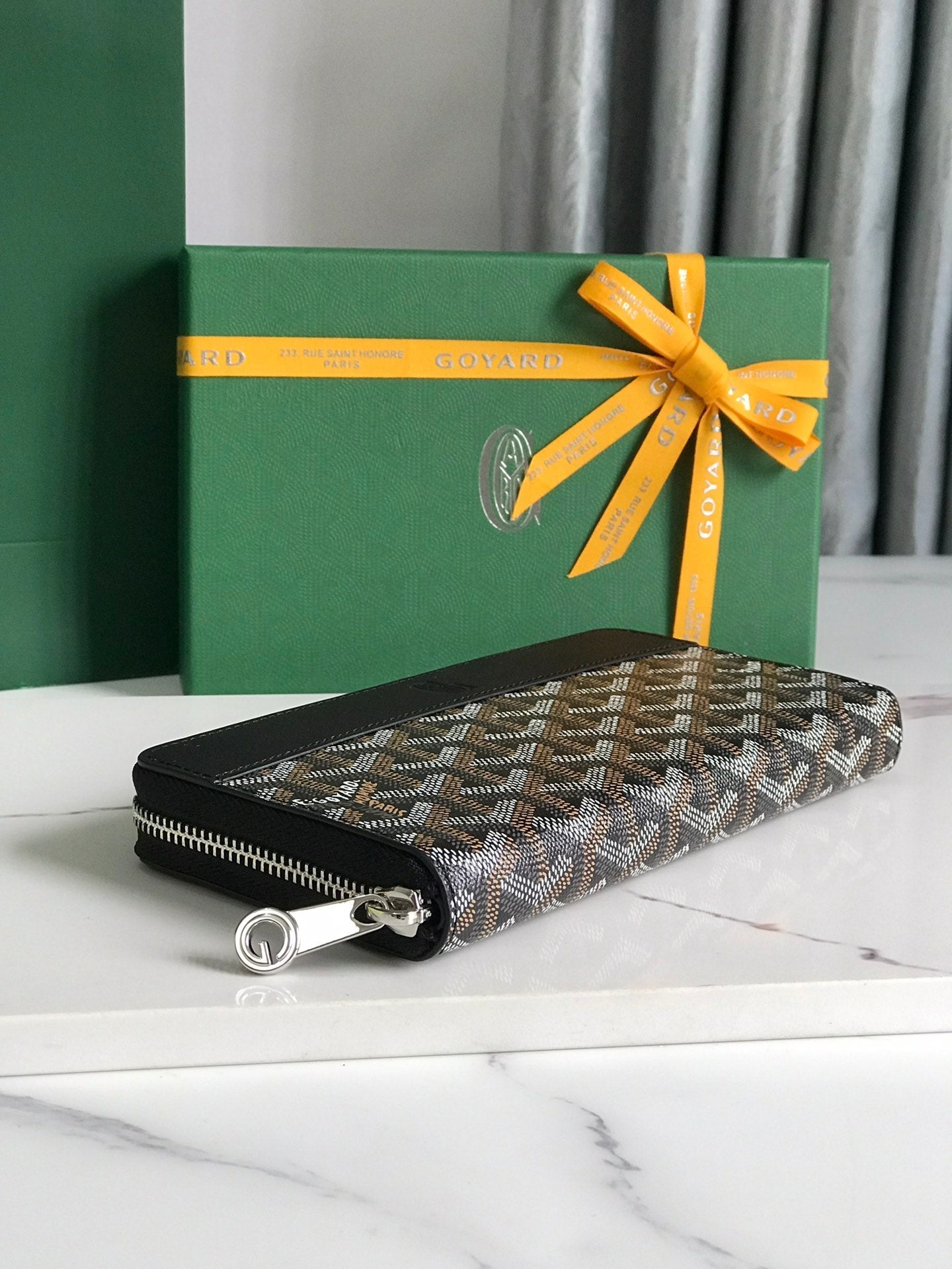 Goyard Matignon GM Wallet 20cm Black Canvas & Calfskin