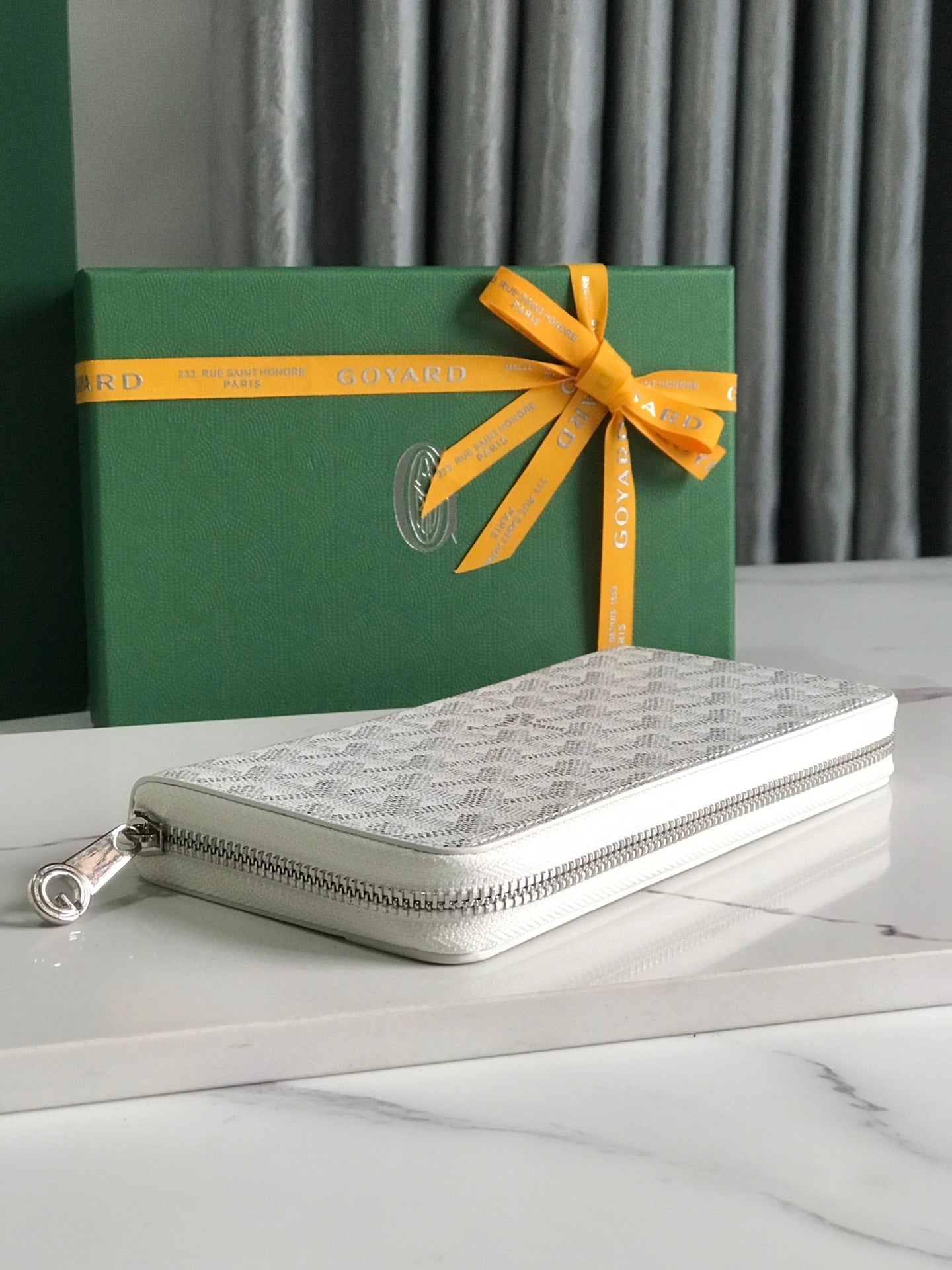 Goyard Matignon GM Wallet 20cm White Canvas & Calfskin
