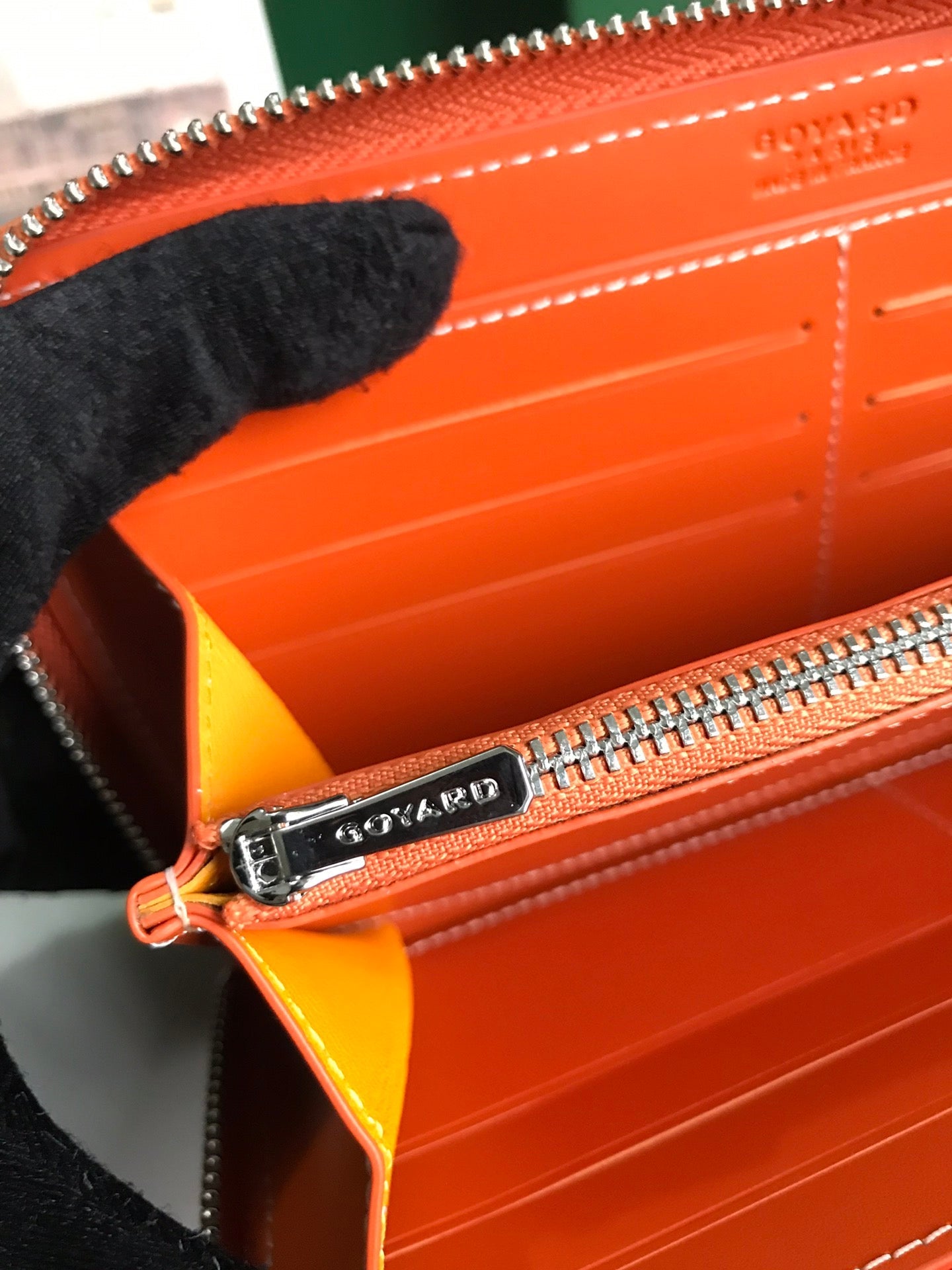 Goyard Matignon GM Wallet 20cm Orange Canvas & Calfskin