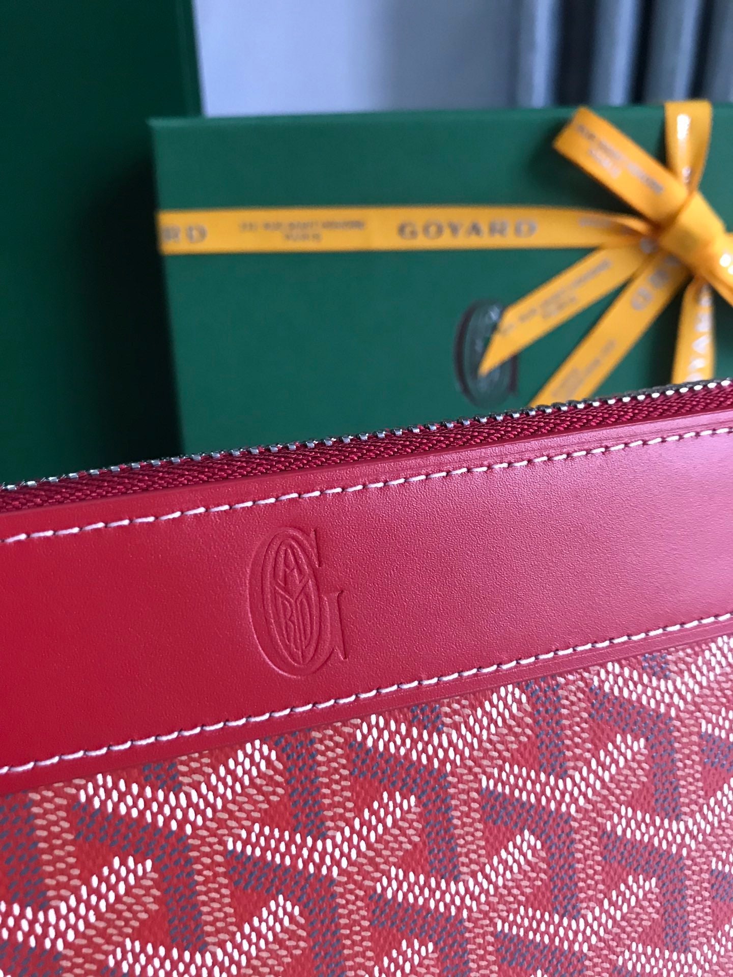Goyard Matignon GM Wallet 20cm Red Canvas & Calfskin