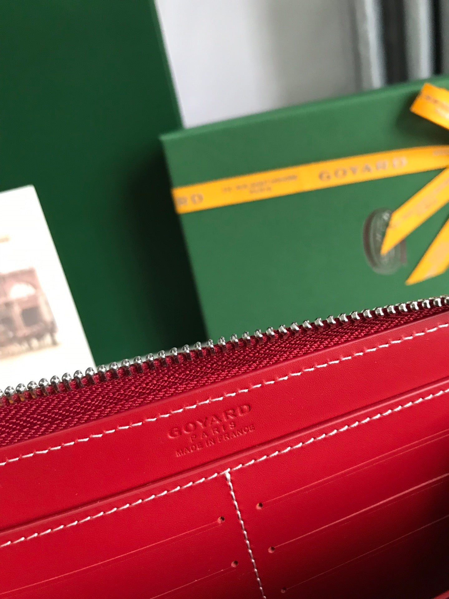 Goyard Matignon GM Wallet 20cm Red Canvas & Calfskin