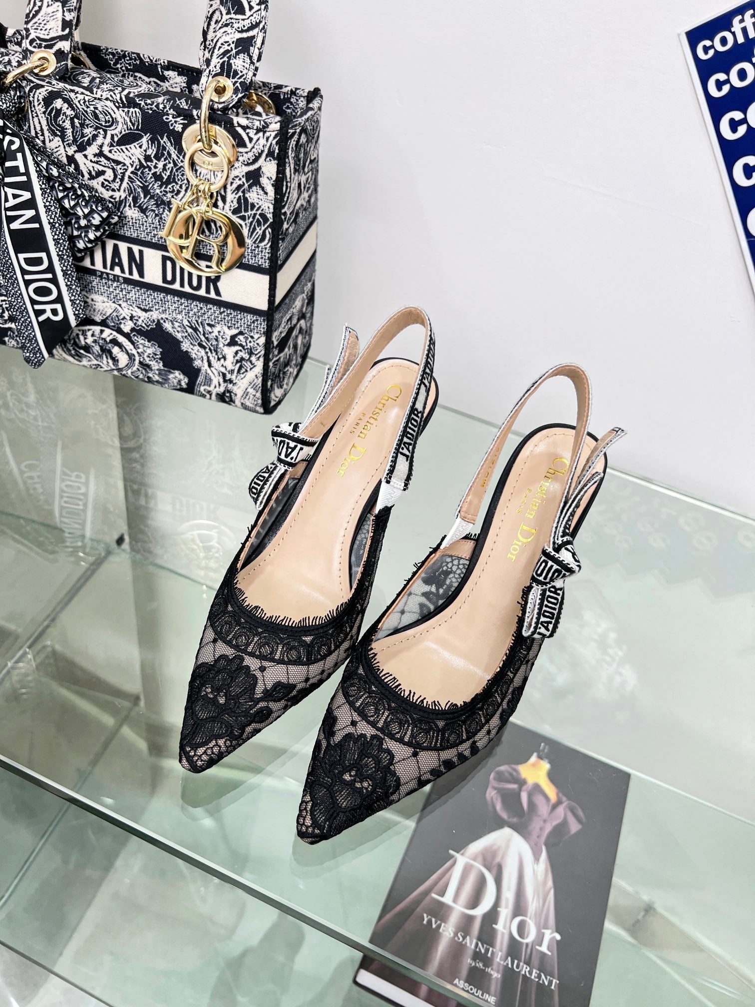 cd slingback pump 95 transparent mesh embroidered black flower moitf