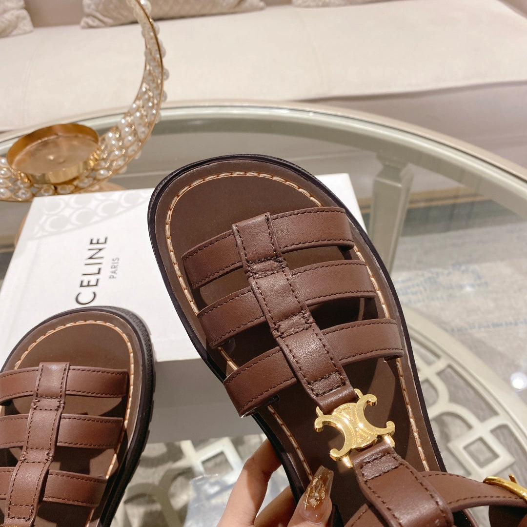 CL Clea Triomphe Gladiator Sandal 40mm Brown Calfskin 600375