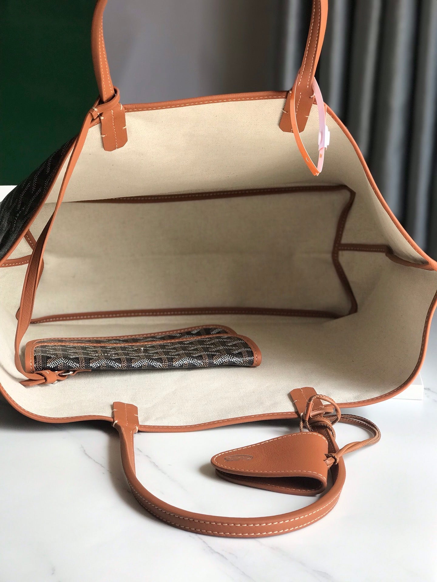 Goyard Hulot Saint Louis PM Bag 34cm Black Tan Canvas & Calfskin