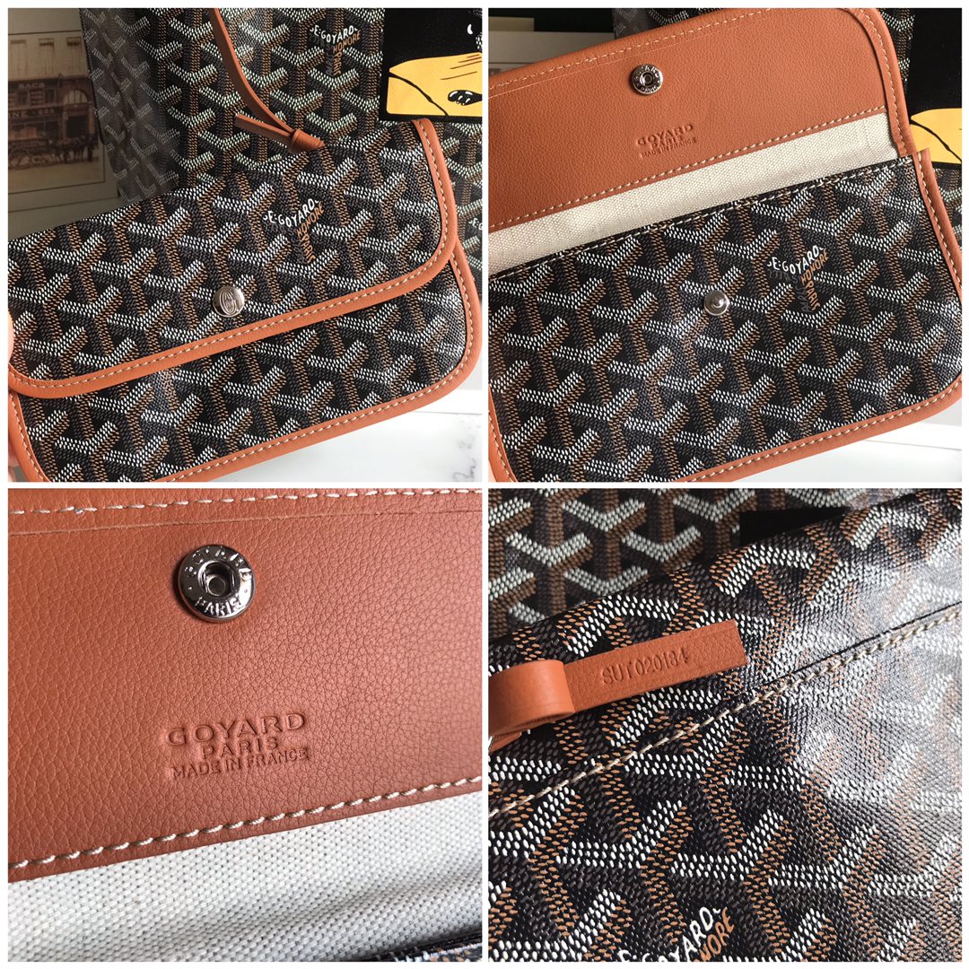 Goyard Hulot Saint Louis PM Bag 34cm Black Tan Canvas & Calfskin