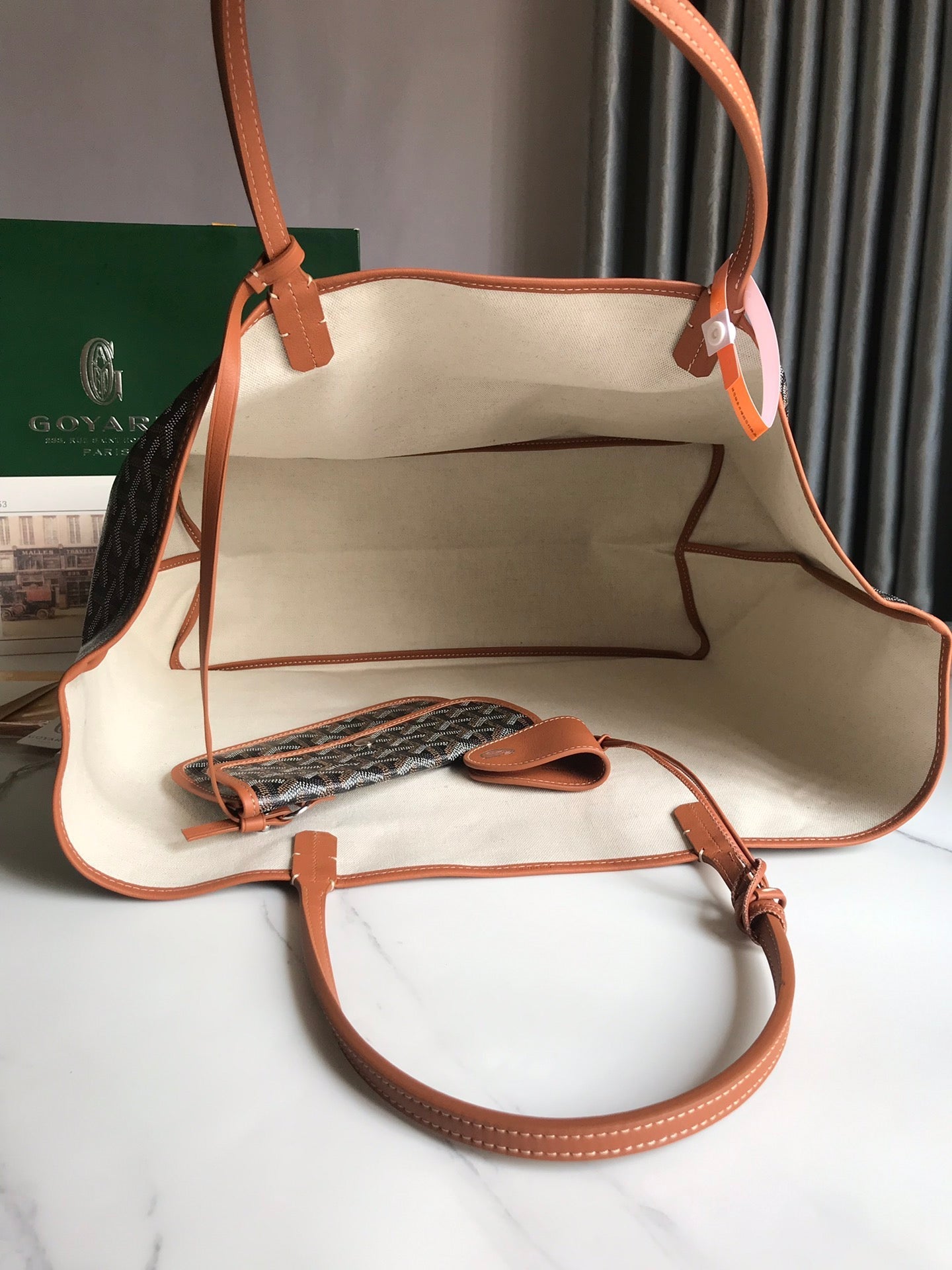 Goyard Hulot Saint Louis PM Bag 39cm Black Tan Canvas & Calfskin