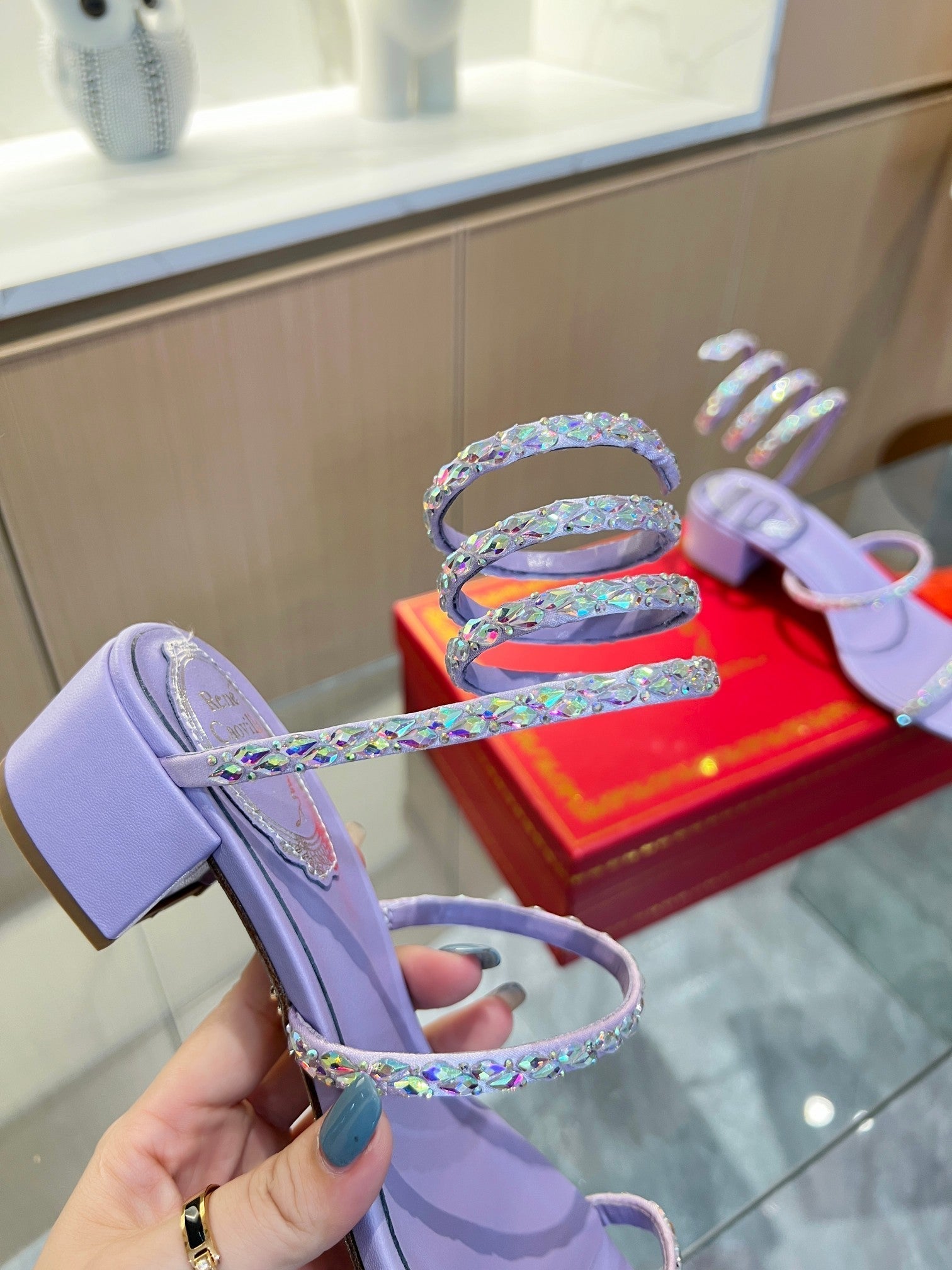 RC Diamond Sandals Purple Silk Creole Glass Diamond 341985
