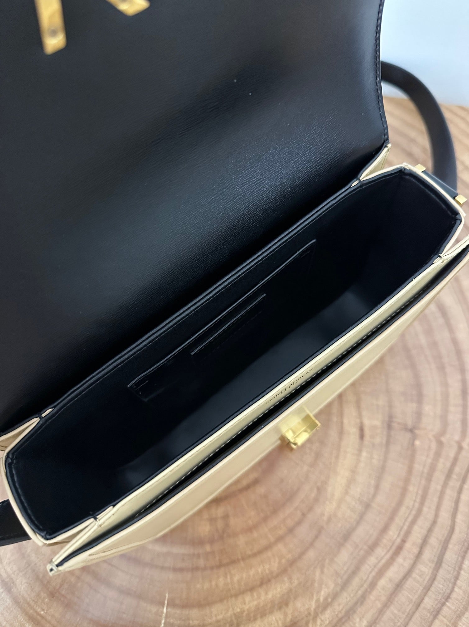 YSL Solferino Small Satchel Bag Black mix Beige Gold Calfskin 339470