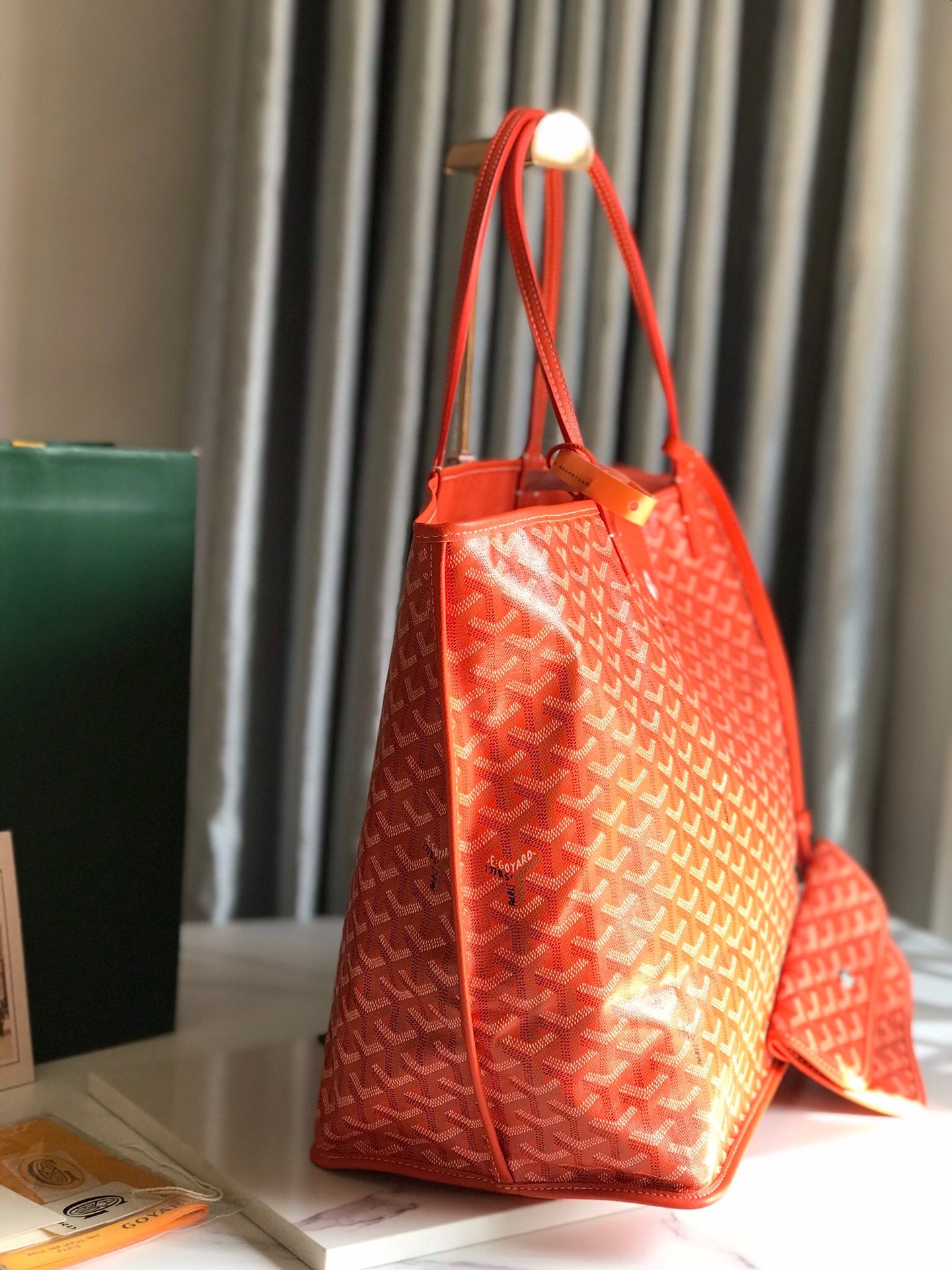 Goyard Anjou GM Bag 39cm Orange Calfskin Goyardine Canvas 290827