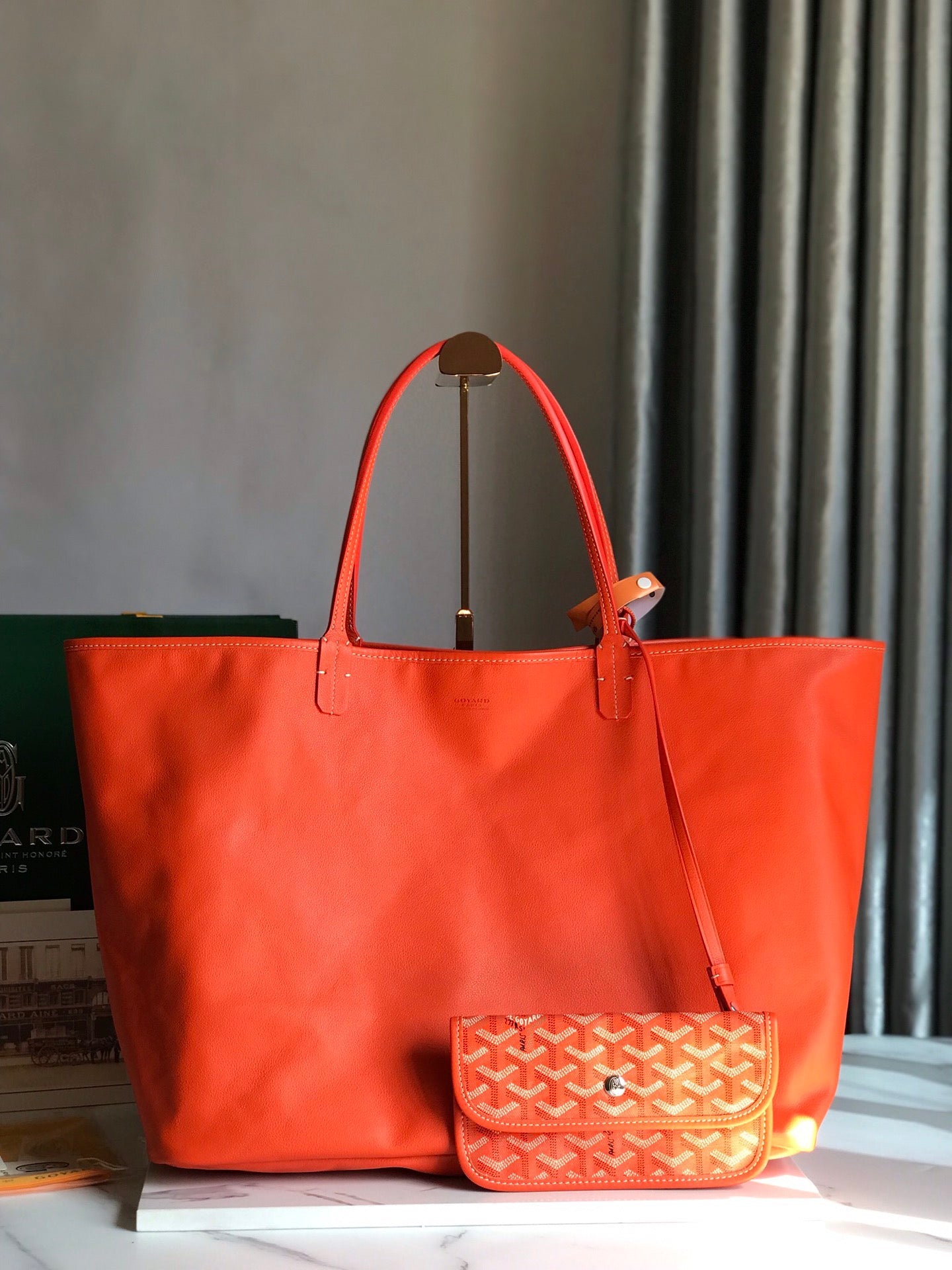 Goyard Anjou GM Bag 39cm Orange Calfskin Goyardine Canvas 290827