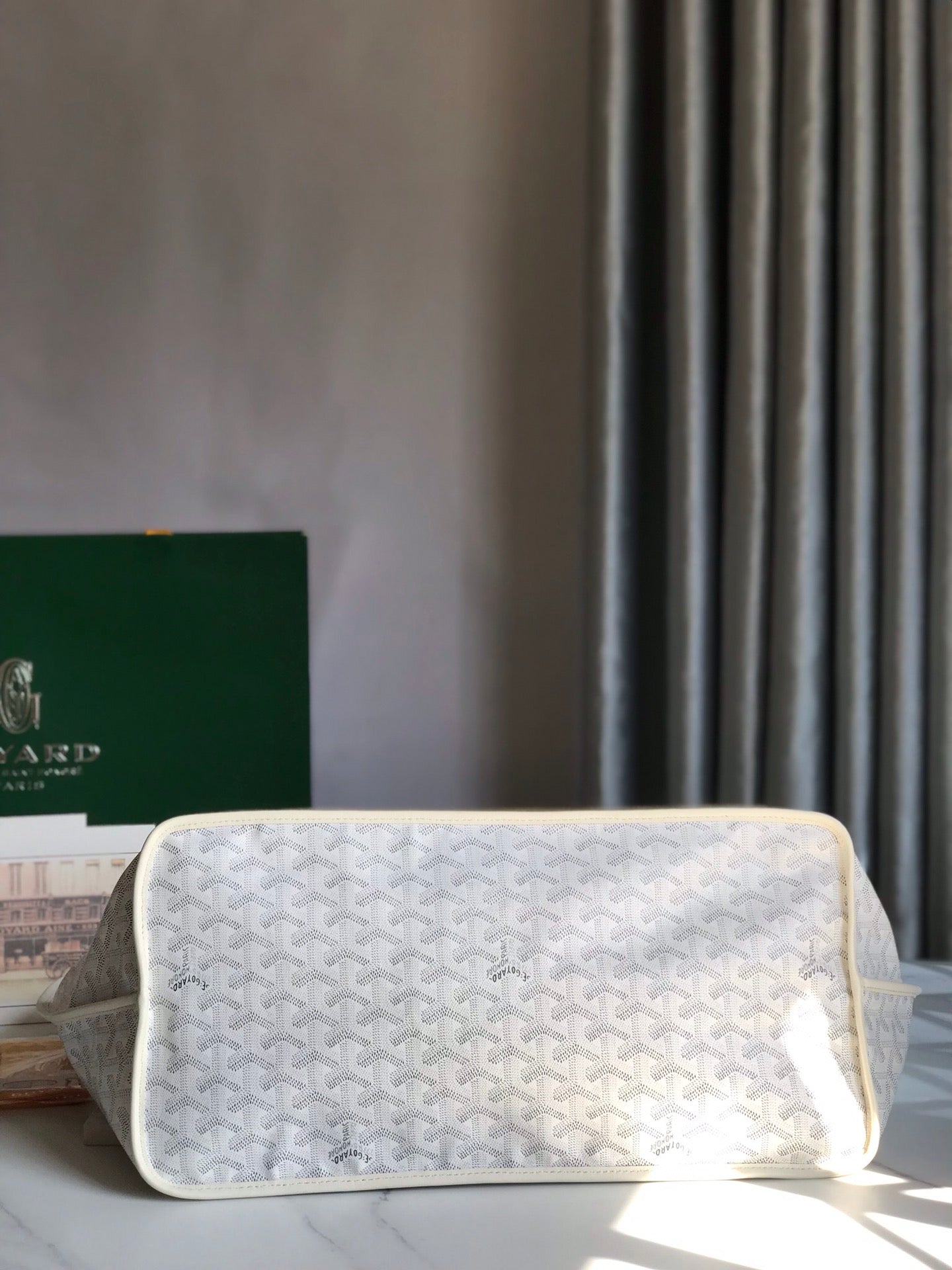 Goyard Anjou GM Bag 39cm White Calfskin Goyardine Canvas 290818