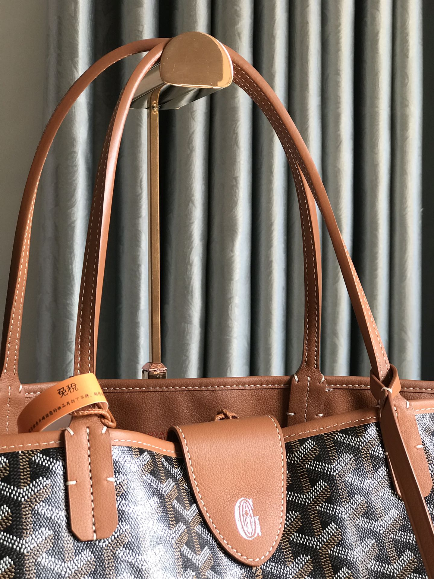 Goyard Anjou GM Bag 39cm Black Brown Calfskin Goyardine Canvas 290821