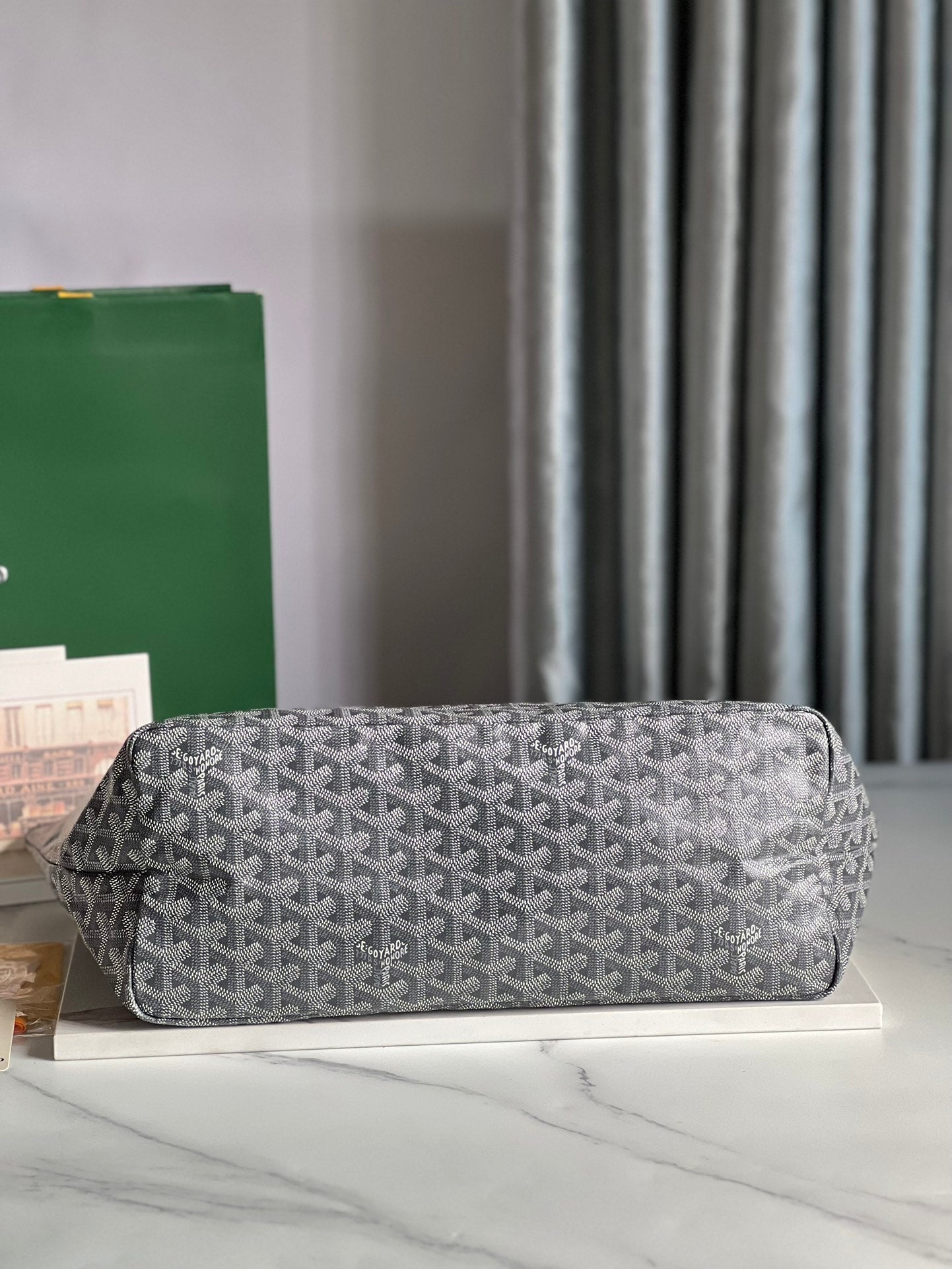 Goyard Hulot Saint Louis PM Bag 34cm Grey Canvas & Calfskin