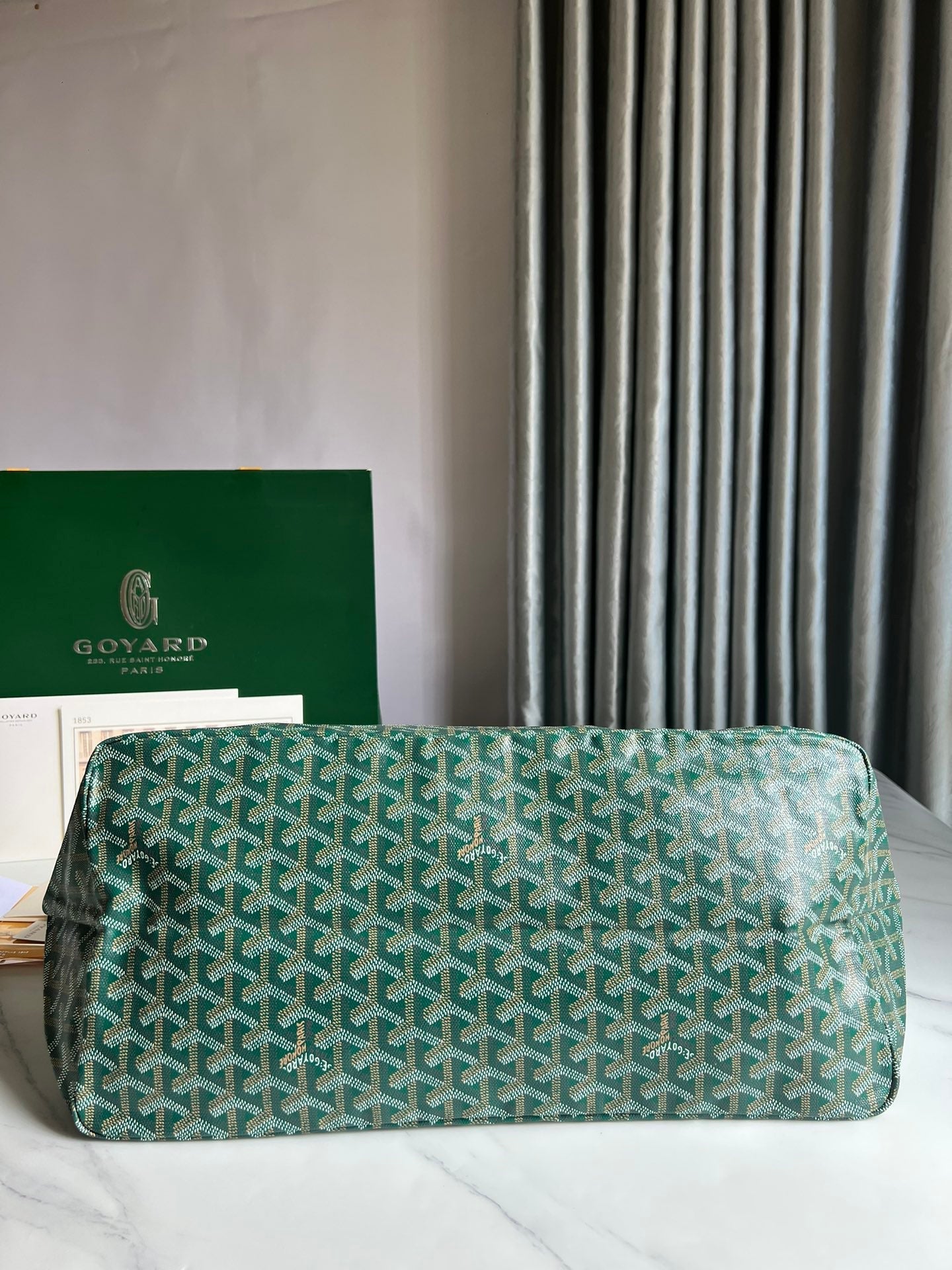 Goyard Hulot Saint Louis PM Bag 39cm Green Canvas & Calfskin