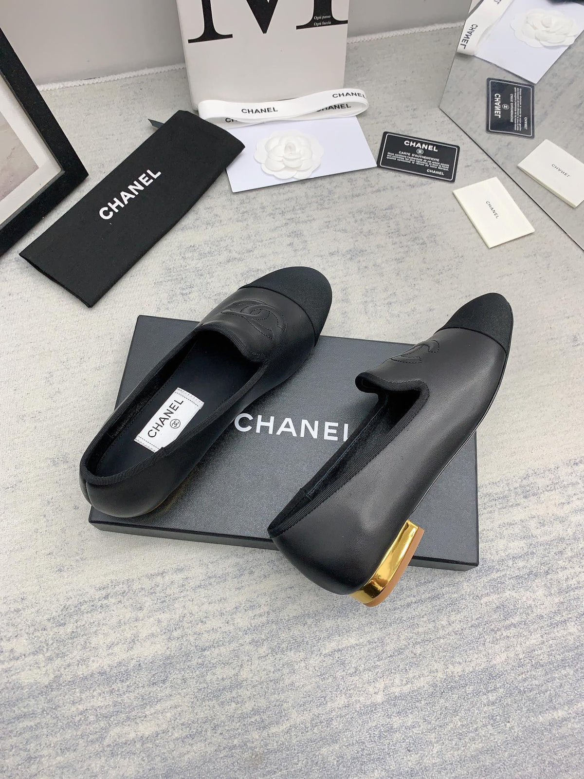CC 26s Loafers Black Lambskin Ribbed Rubber 159942