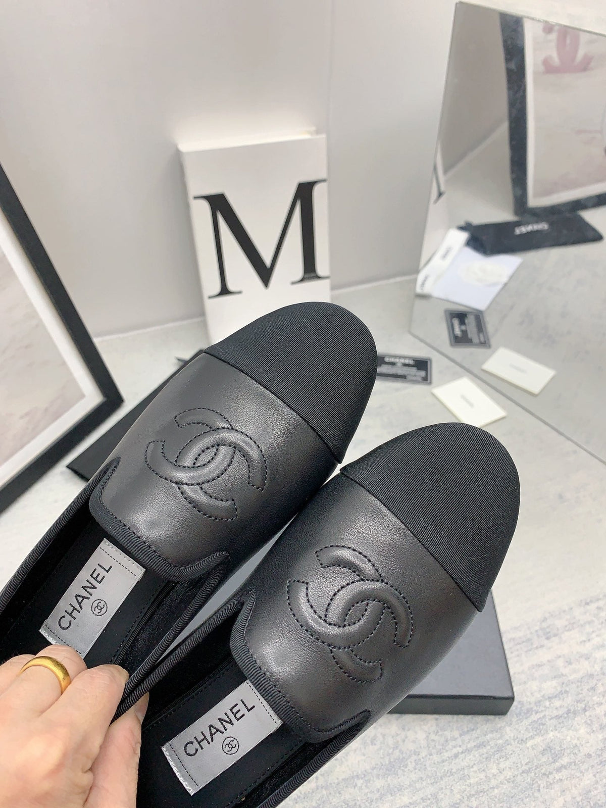 CC 26s Loafers Black Lambskin Ribbed Rubber 159942