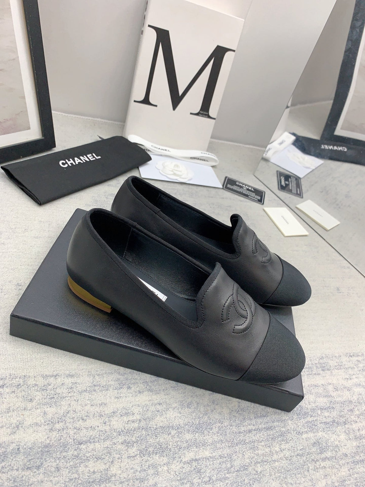 CC 26s Loafers Black Lambskin Ribbed Rubber 159942