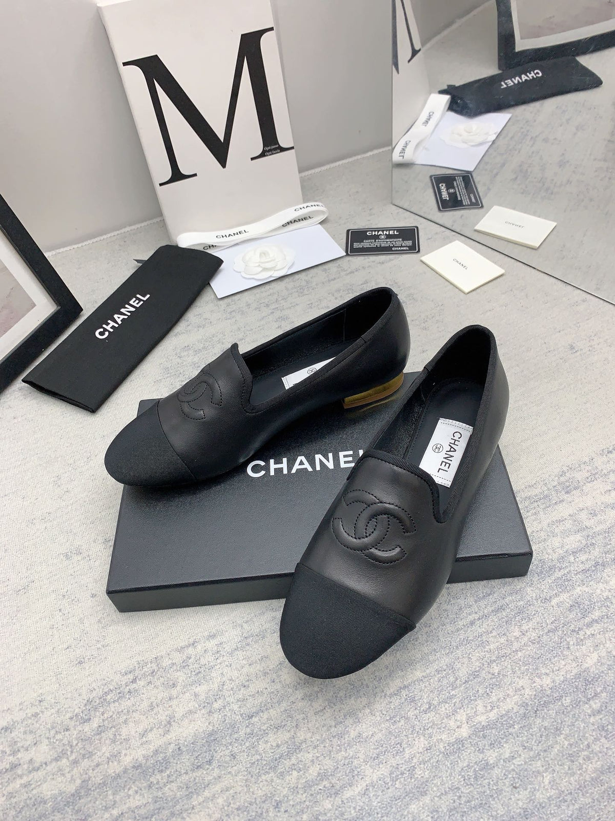 CC 26s Loafers Black Lambskin Ribbed Rubber 159942