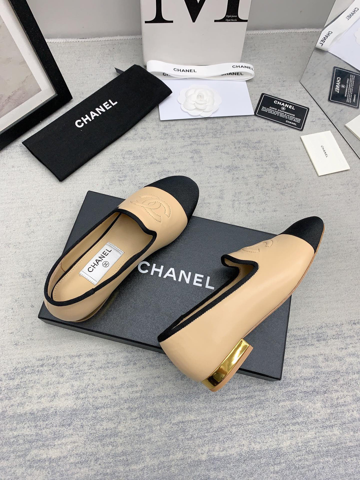 CC 26s Loafers Black Lambskin Grosgrain 159943