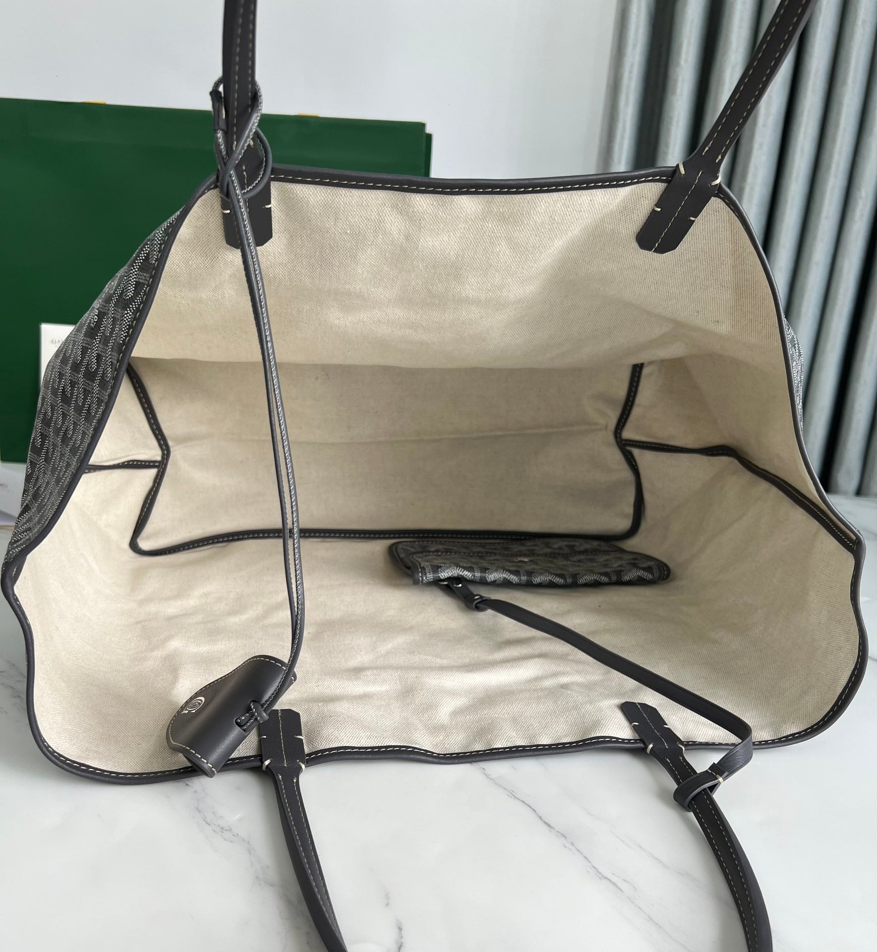 Goyard Hulot Saint Louis PM Bag 39cm Grey Canvas & Calfskin