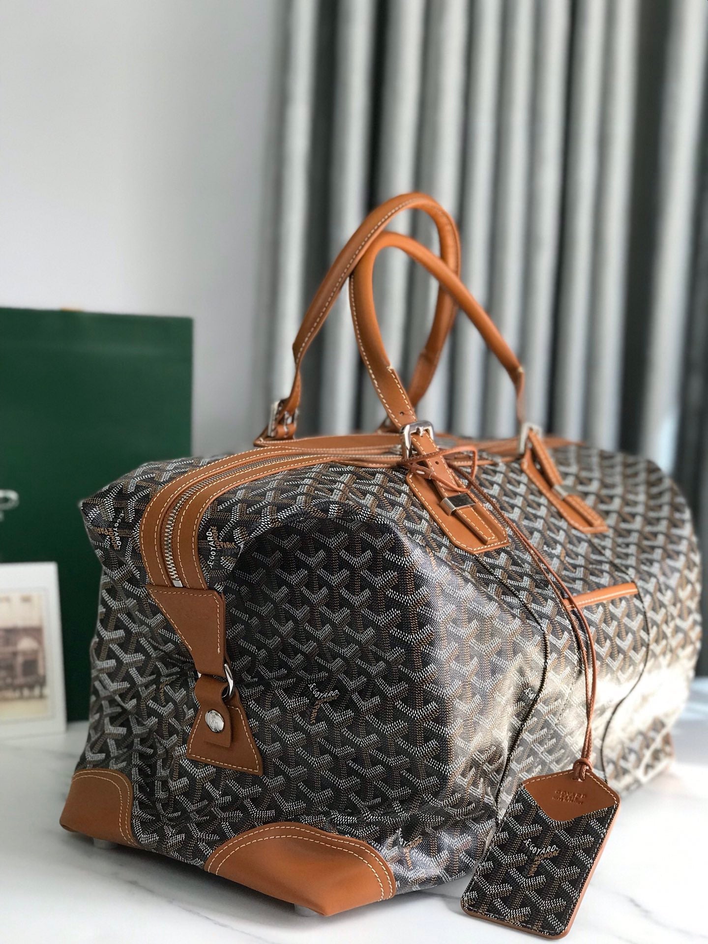 Goyard Boeing Travel Bag 45cm Black Tan Canvas & Calfskin