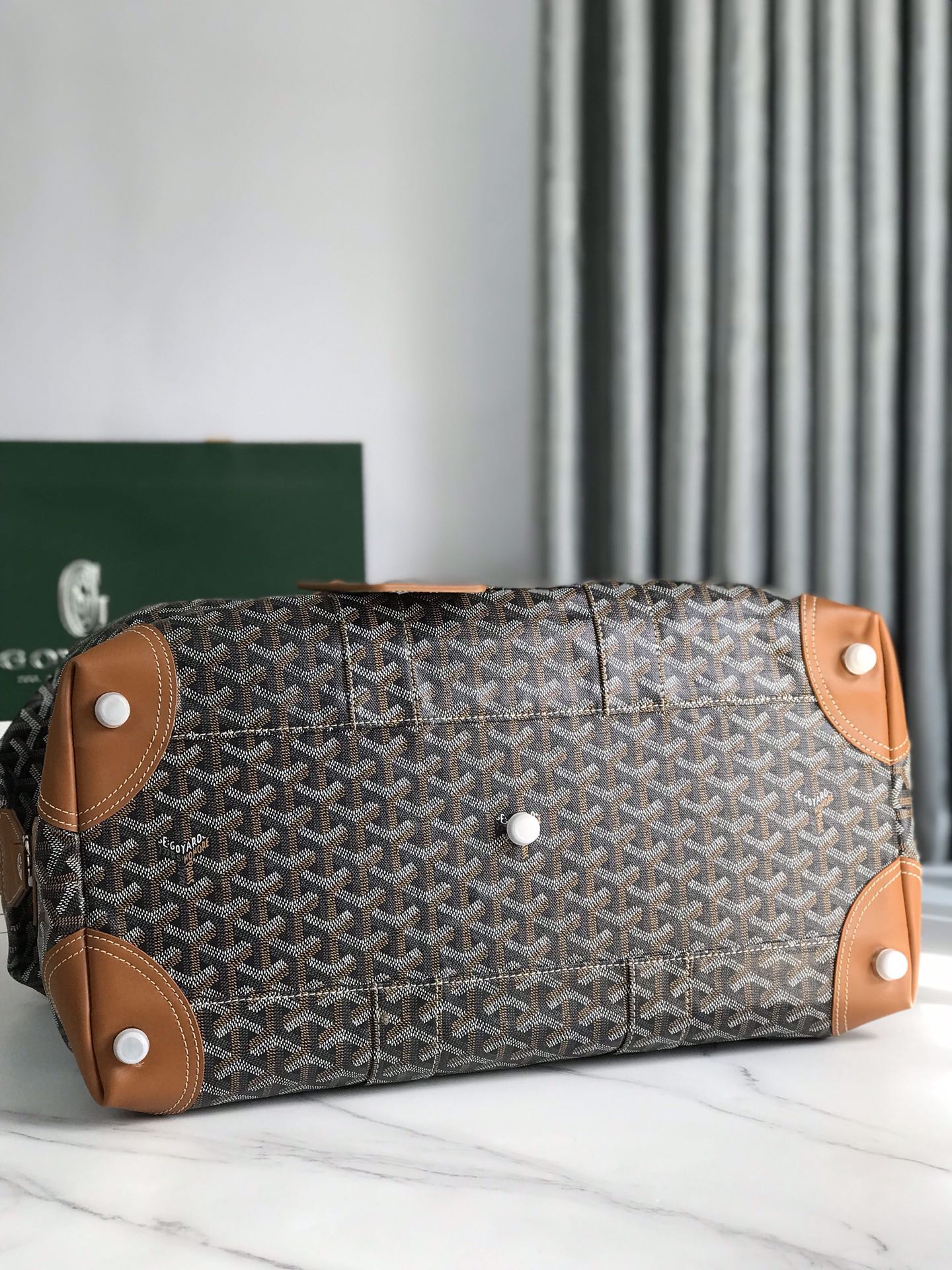 Goyard Boeing Travel Bag 45cm Black Tan Canvas & Calfskin