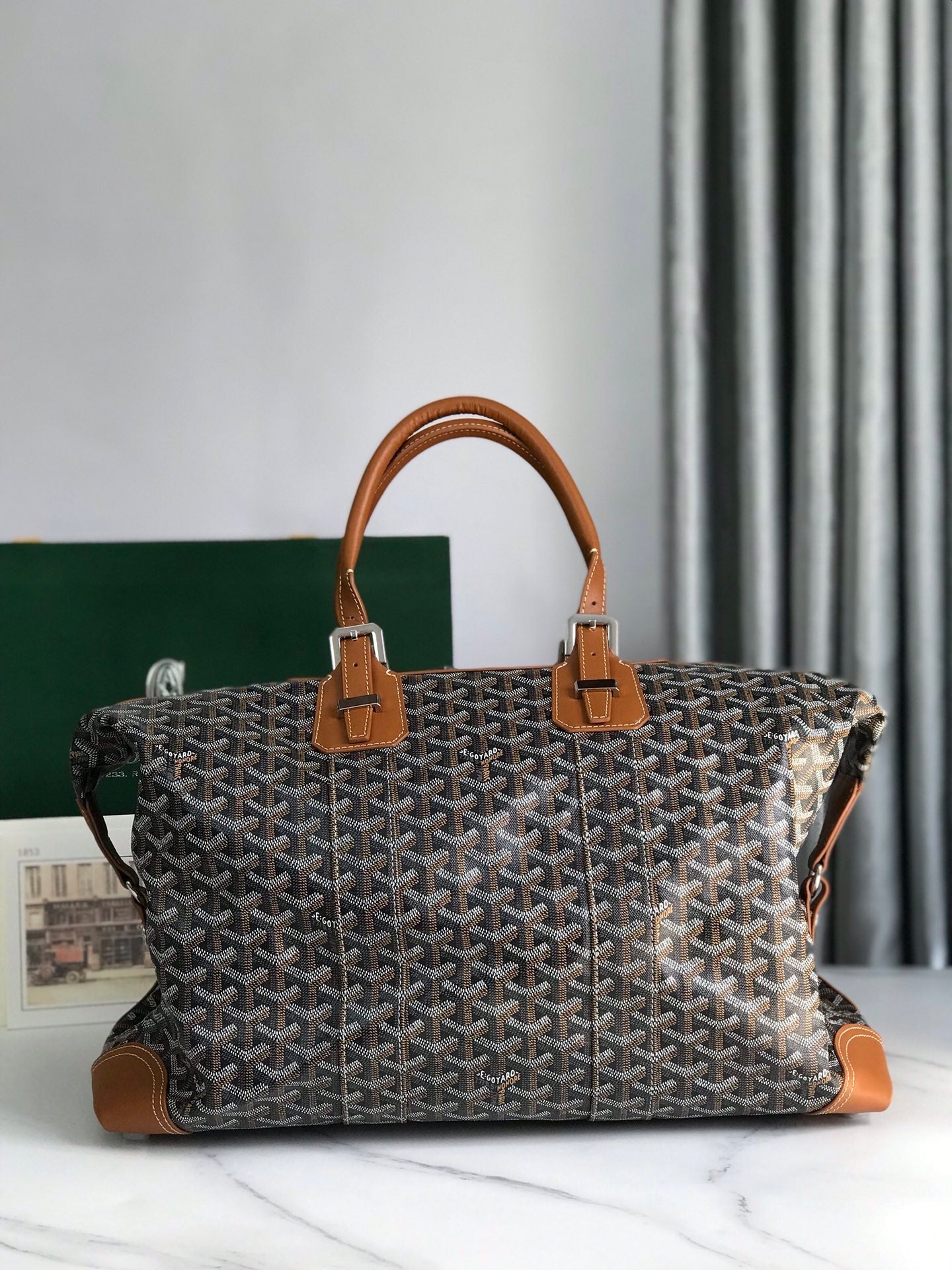 Goyard Boeing Travel Bag 45cm Black Tan Canvas & Calfskin