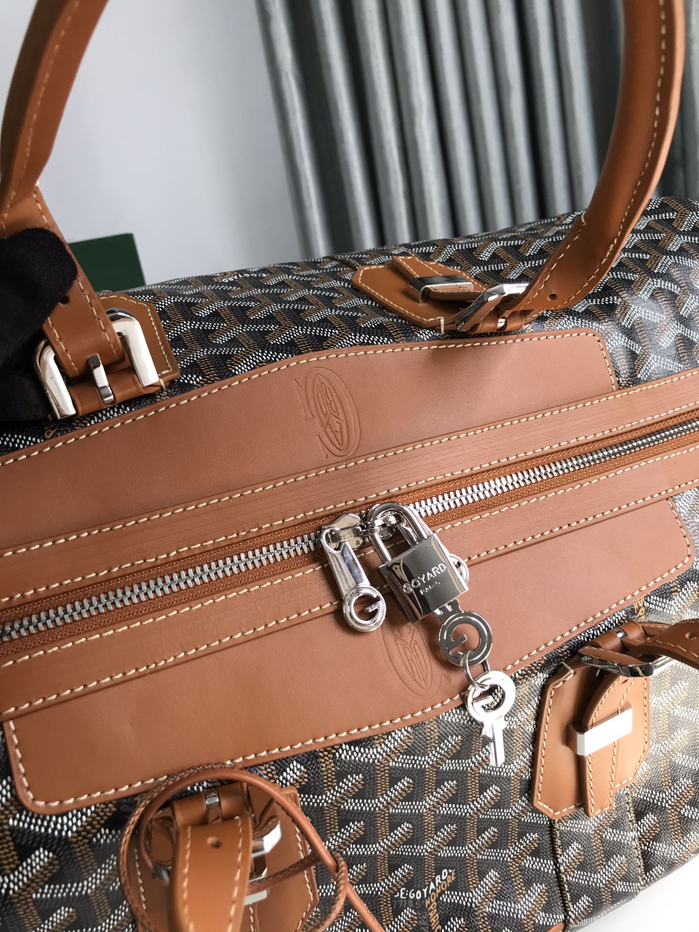 Goyard Boeing Travel Bag 45cm Black Tan Canvas & Calfskin