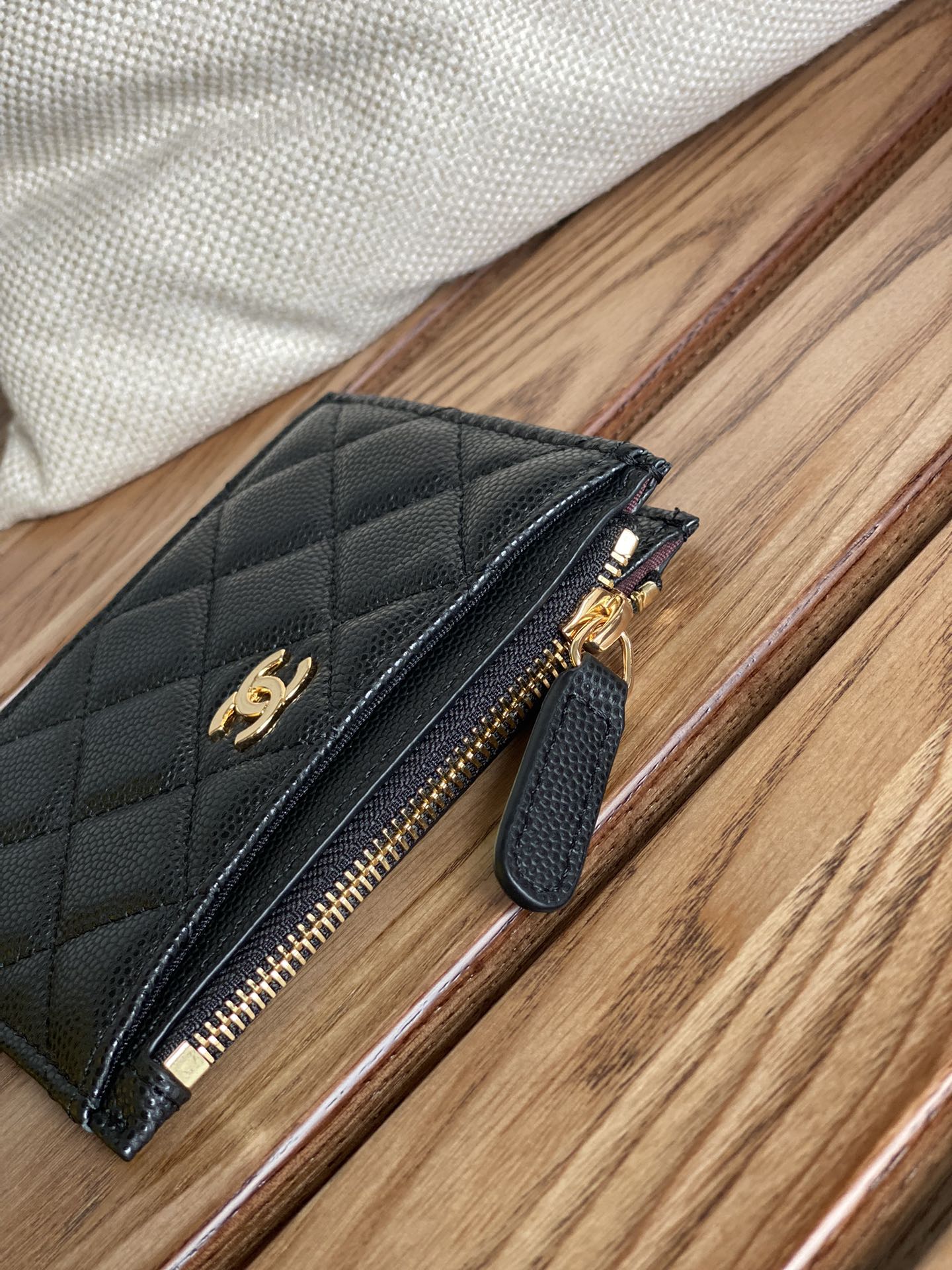 CC A84105 Coin Case Black Gold Metal Caviar 240745