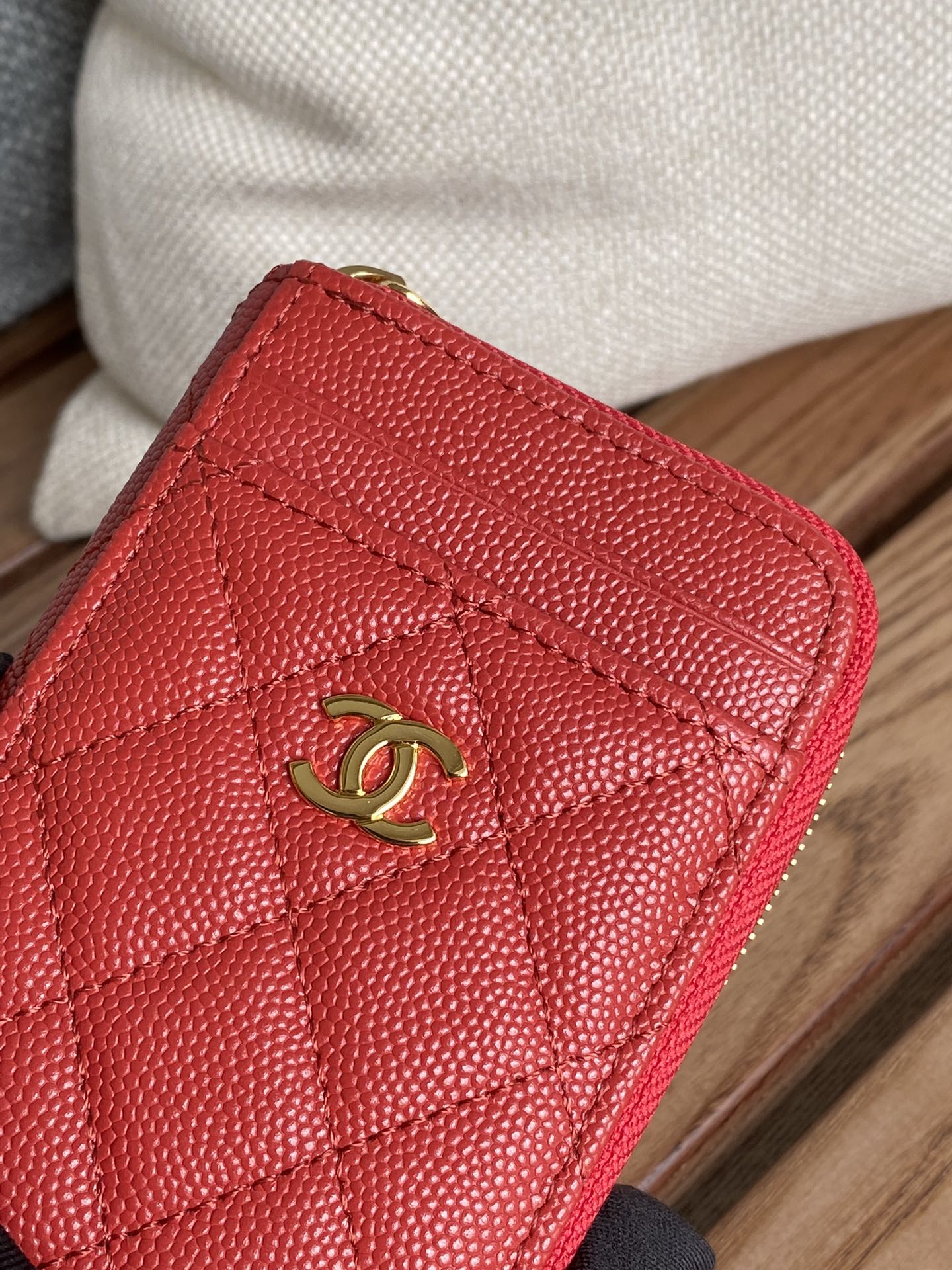 CC 22A Zippy Coin Purse Red Caviar GHW 223914
