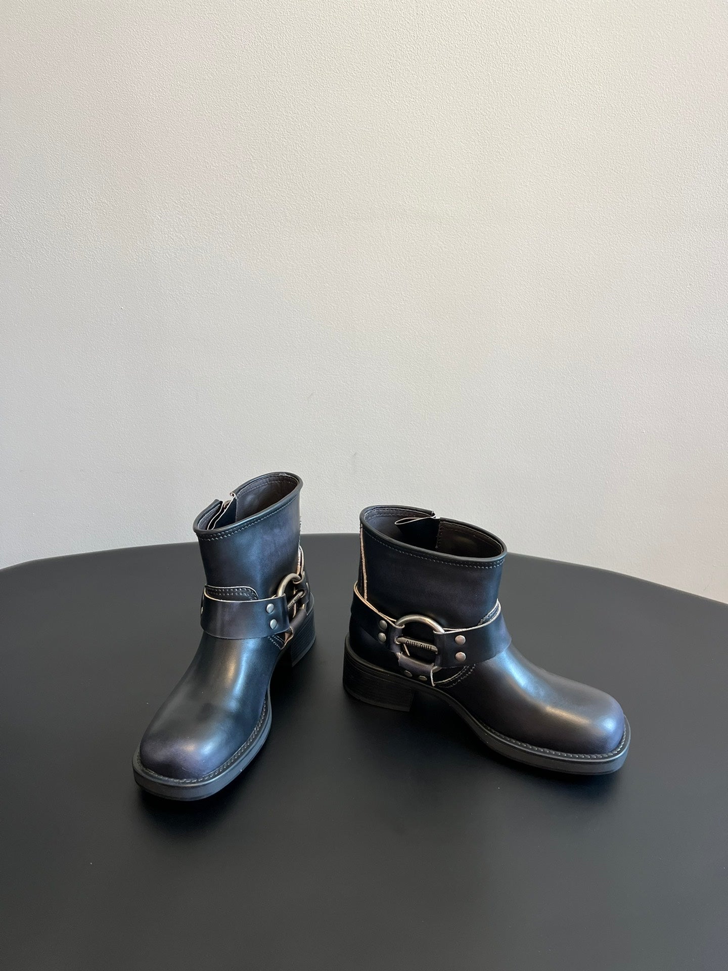 Miu 26s Ankle Boots In Black Calfskin Silver Hardware