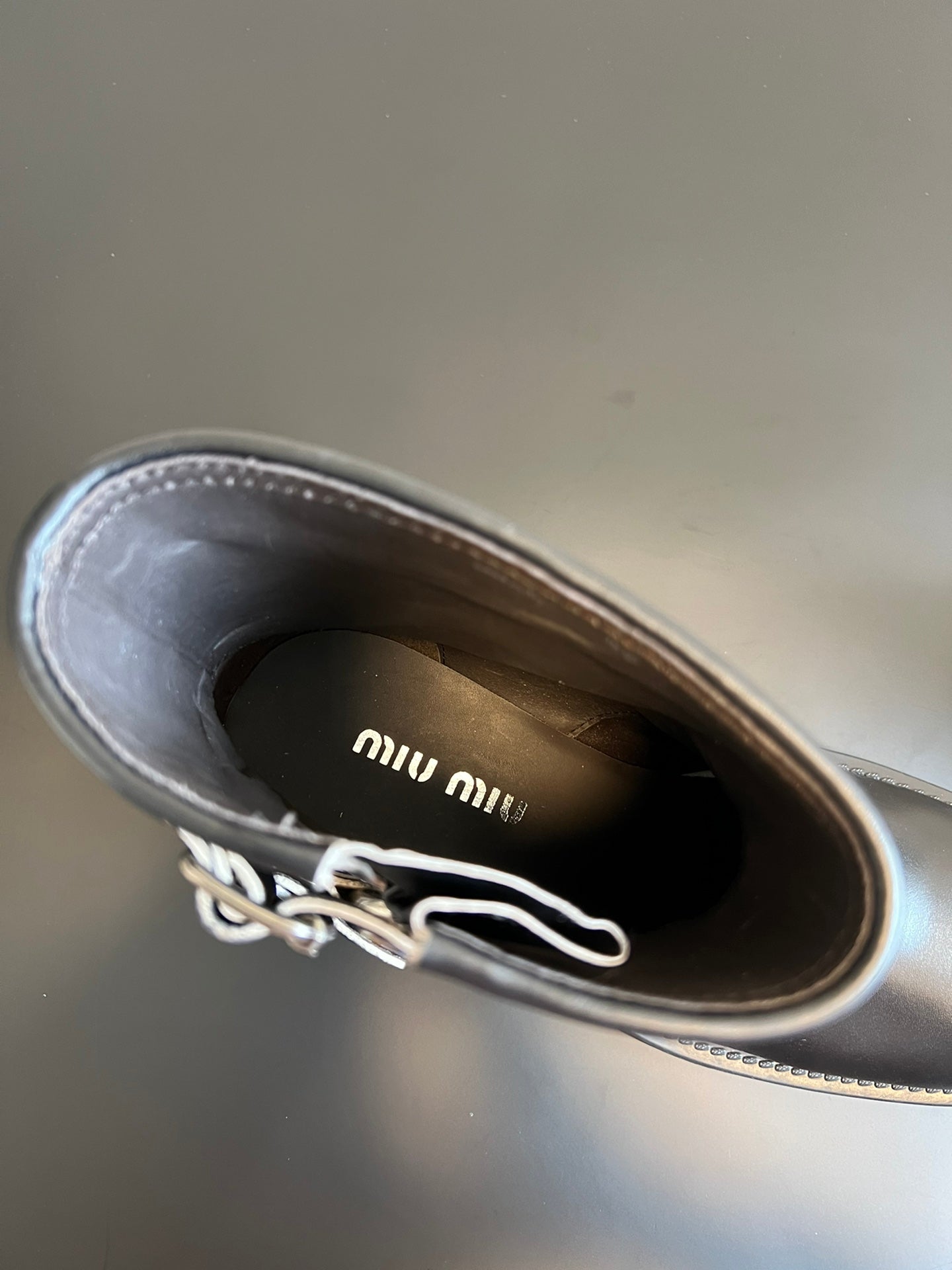 Miu 26s Ankle Boots In Black Calfskin Silver Hardware