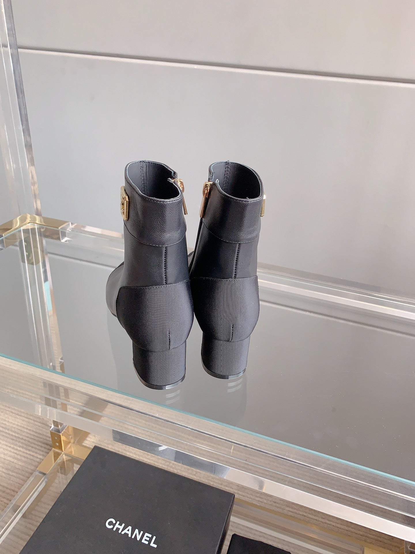 CC Low-Cut Logo Ankle Boots 50mm Black Sheepskin Frabic 464558