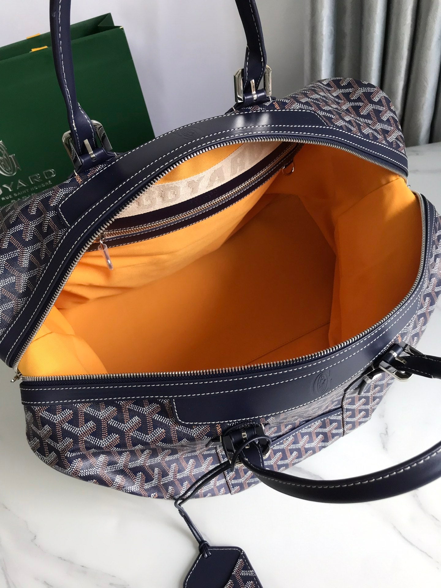 Goyard Boeing Travel Bag 45cm Navy Blue Canvas & Calfskin