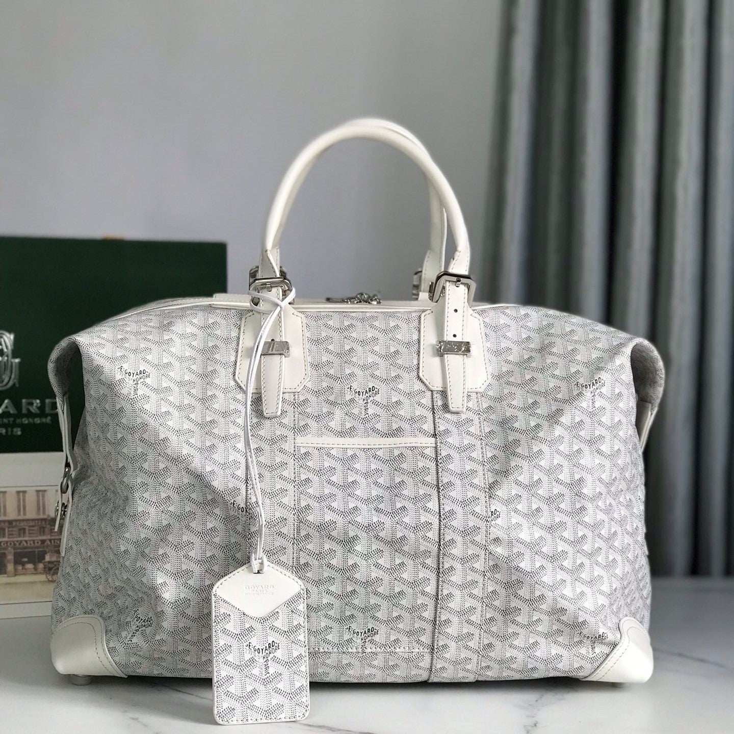 Goyard Boeing Travel Bag 45cm White Canvas & Calfskin