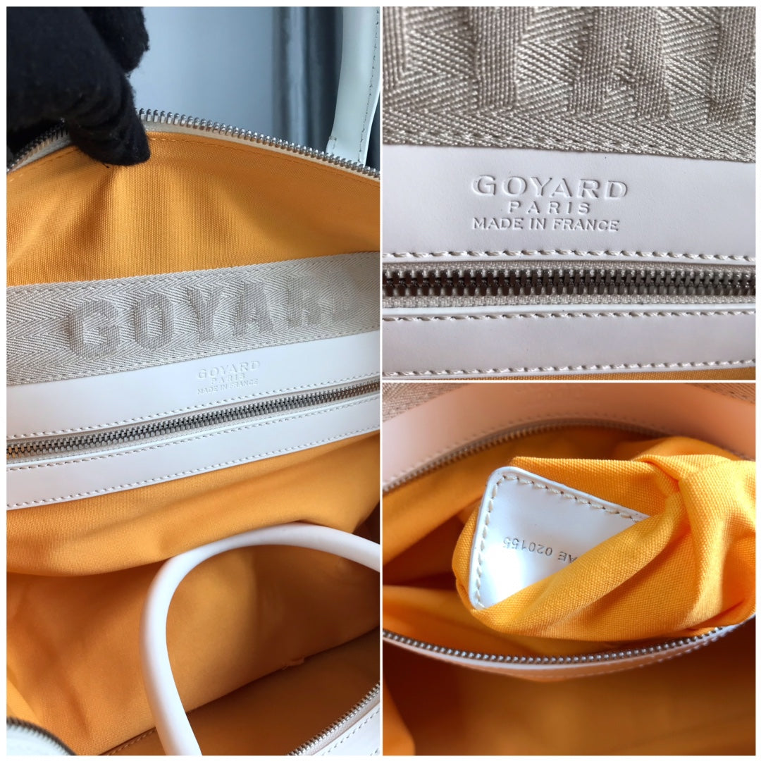 Goyard Boeing Travel Bag 45cm White Canvas & Calfskin