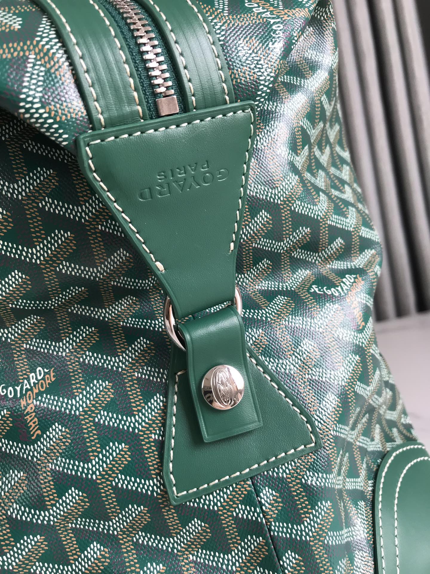 Goyard Boeing Travel Bag 45cm Green Canvas & Calfskin