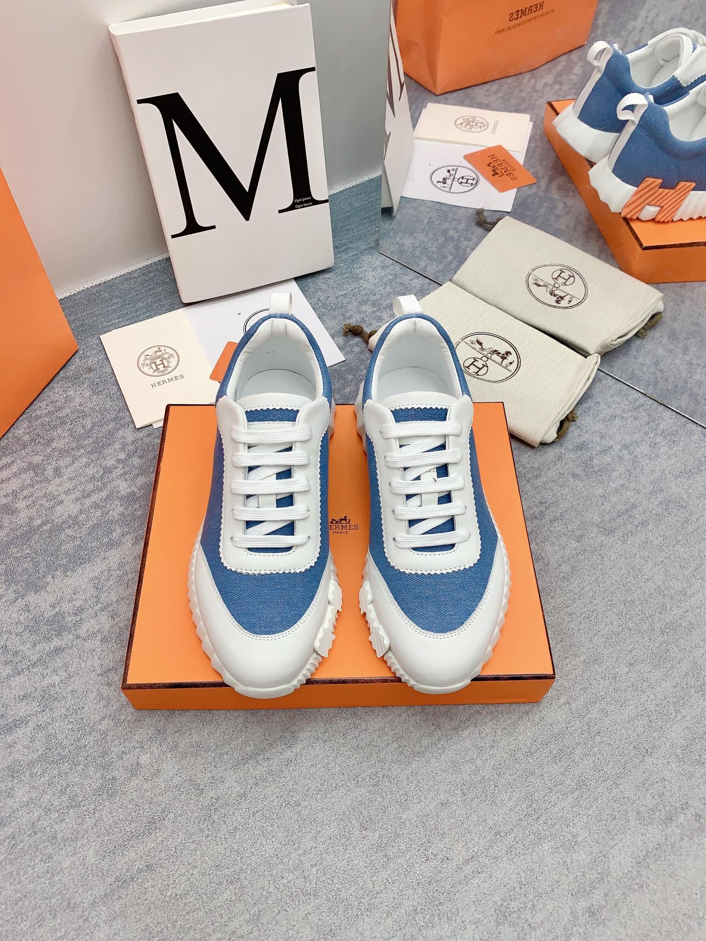 HM Bouncing Sneaker In Blue Denim Fabric 106453