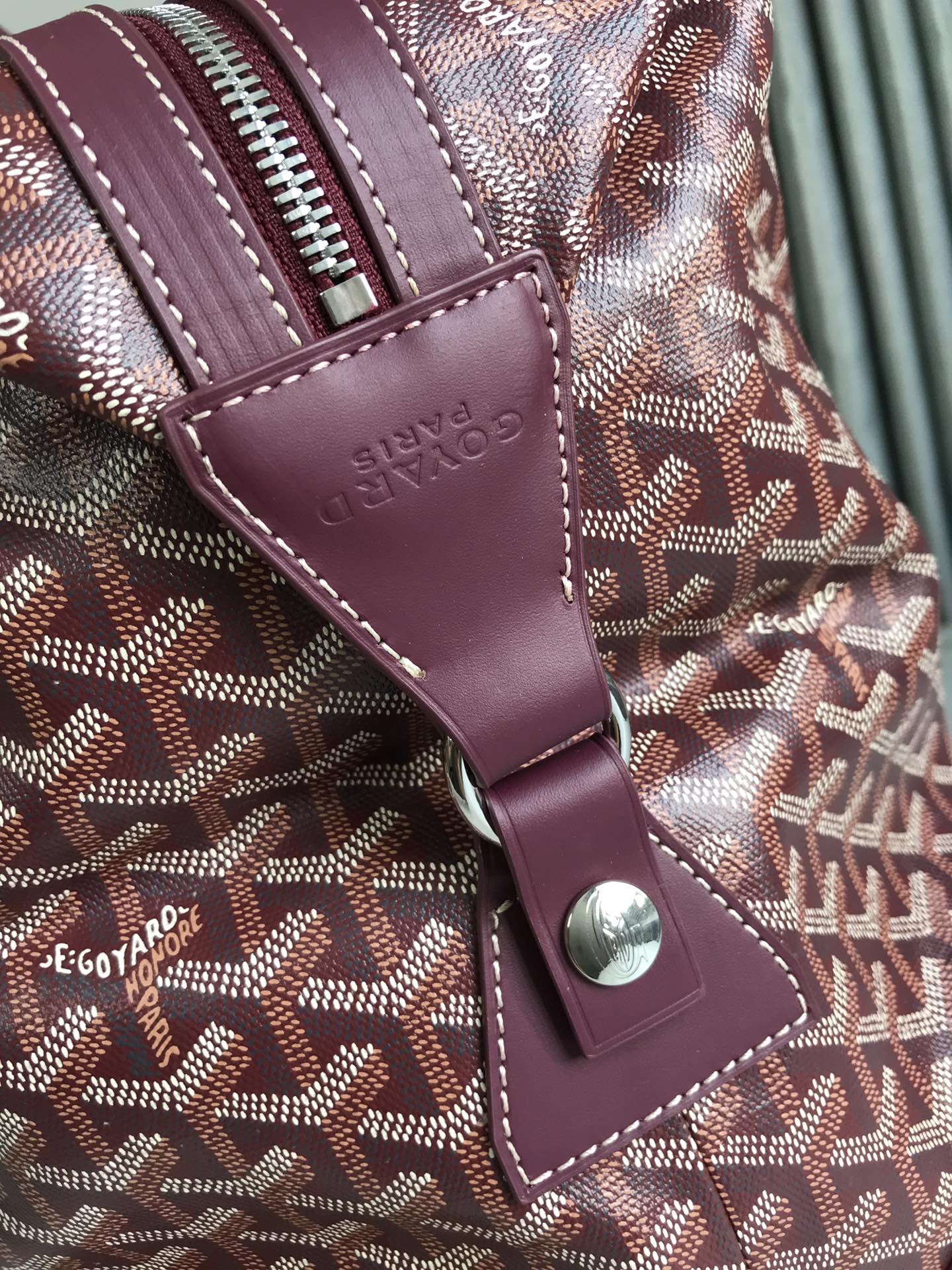 Goyard Boeing Travel Bag 45cm Burgundy Canvas & Calfskin