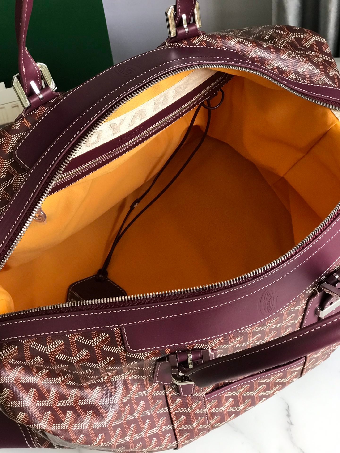 Goyard Boeing Travel Bag 45cm Burgundy Canvas & Calfskin