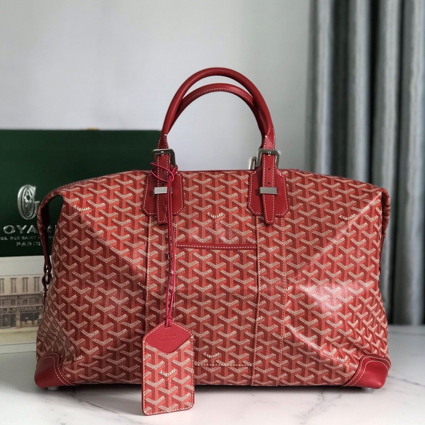 Goyard Boeing Travel Bag 45cm Red Canvas & Calfskin