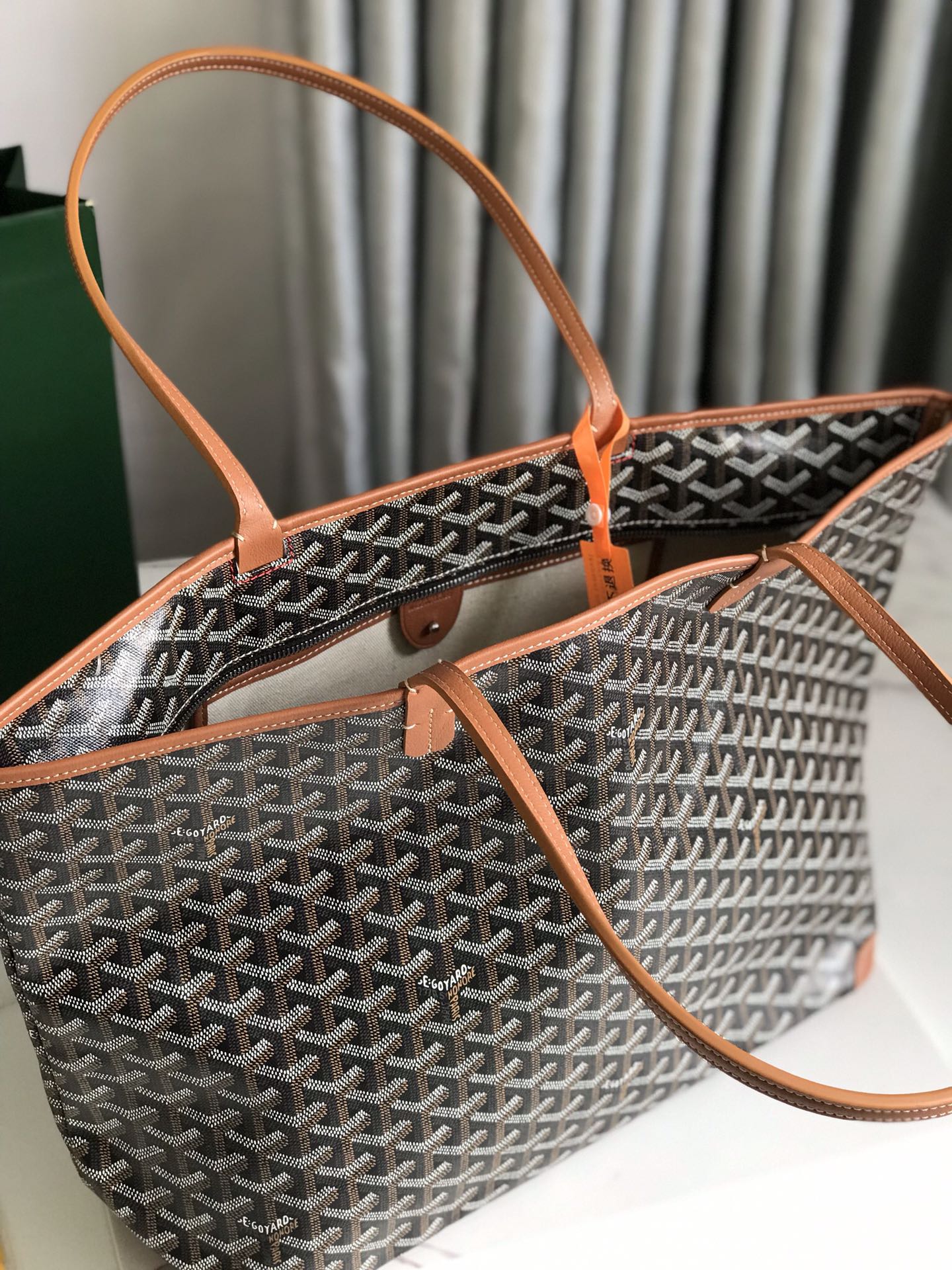 Goyard Artois PM Bag 35cm Black Tan Canvas & Calfskin