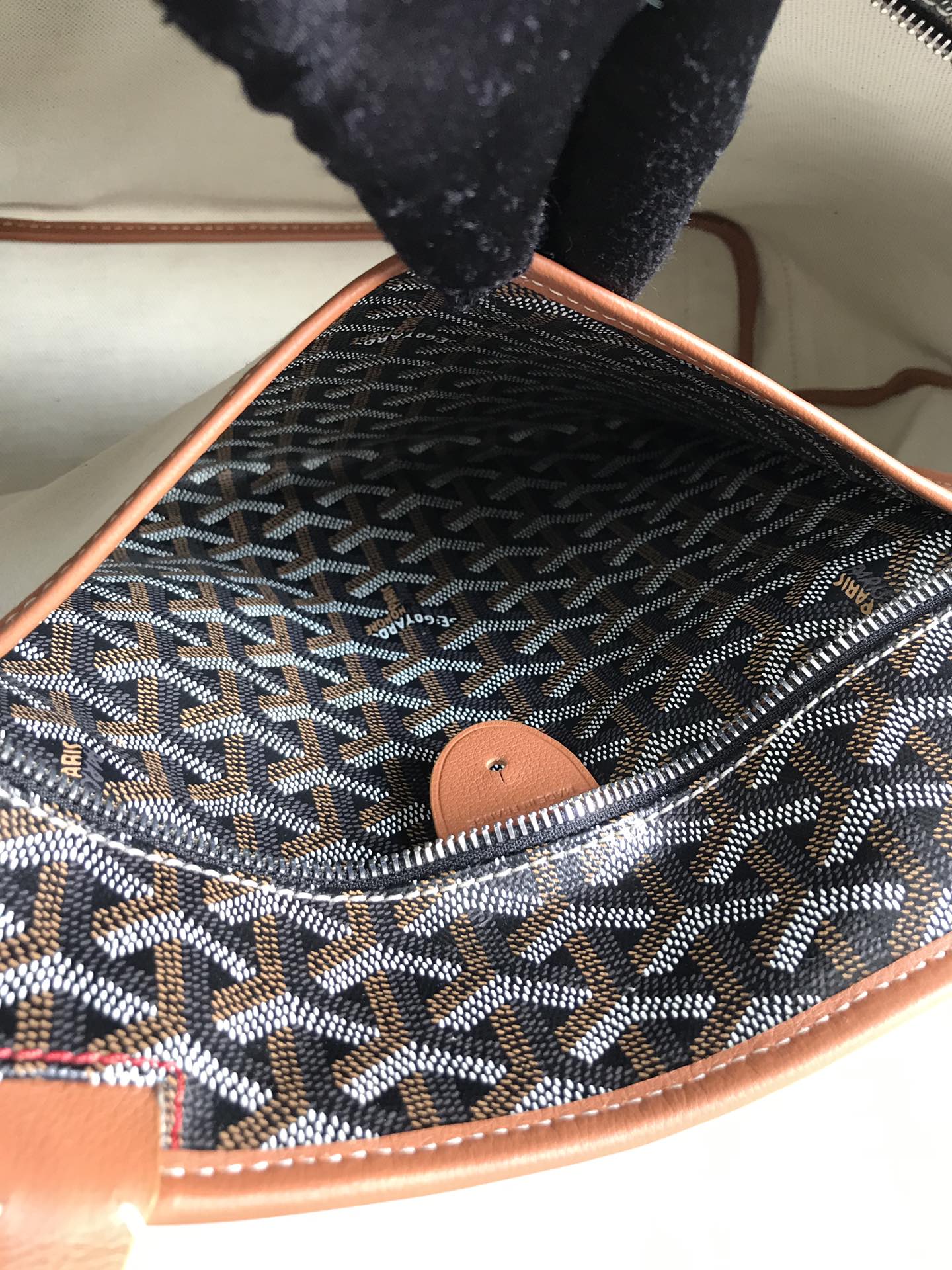 Goyard Artois PM Bag 35cm Black Tan Canvas & Calfskin