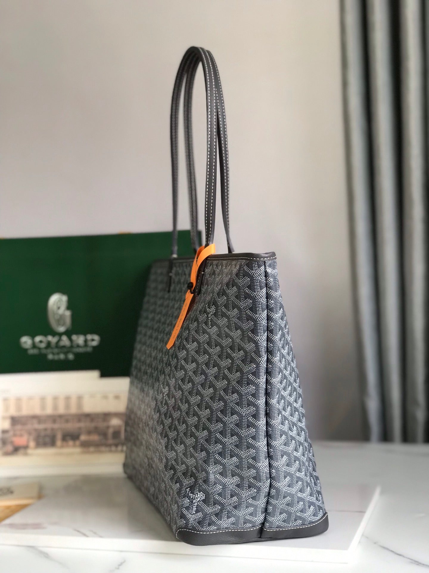 Goyard Artois PM Bag 35cm Grey Canvas & Calfskin