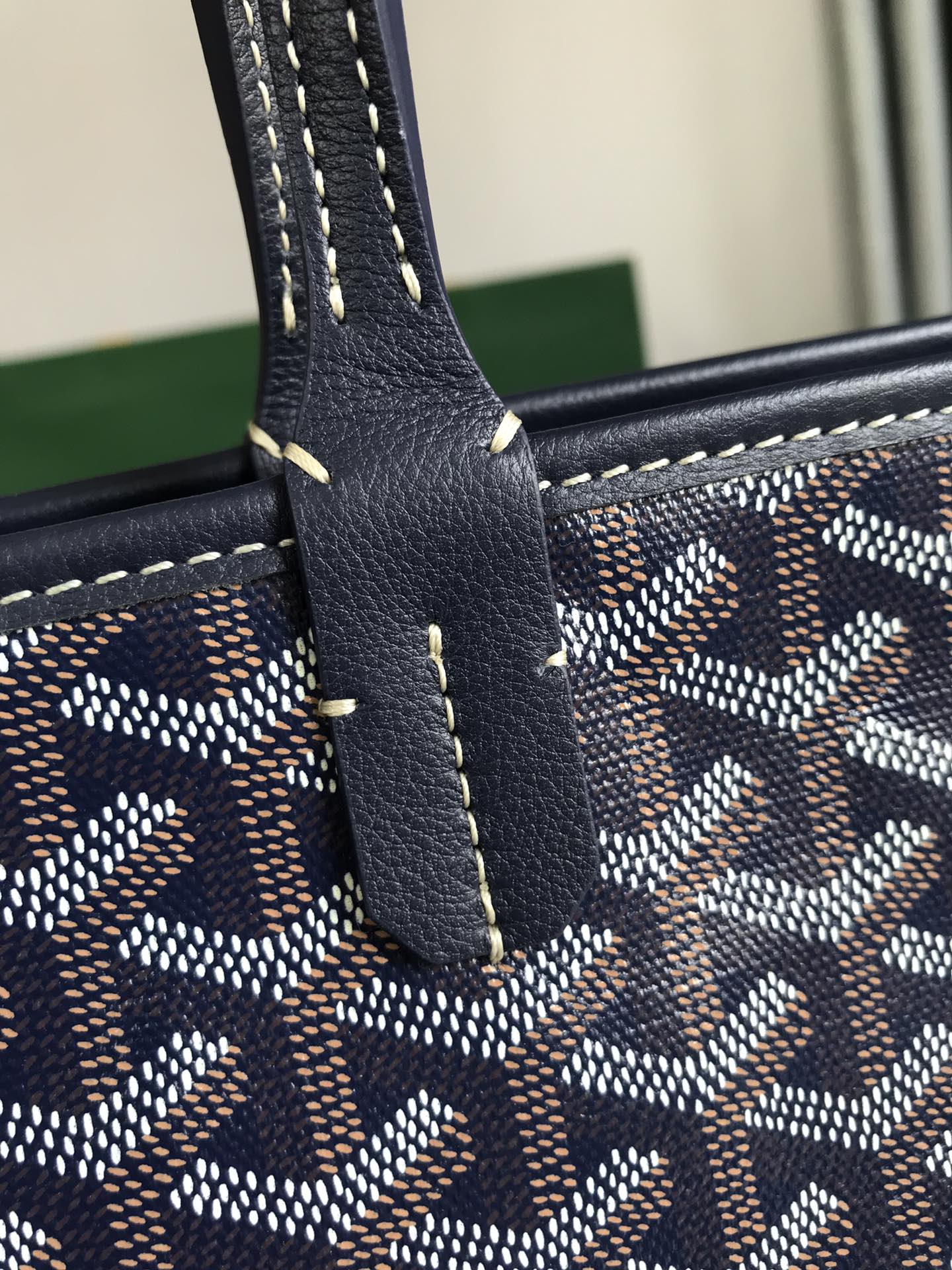 Goyard Artois PM Bag 35cm Navy Blue Canvas & Calfskin
