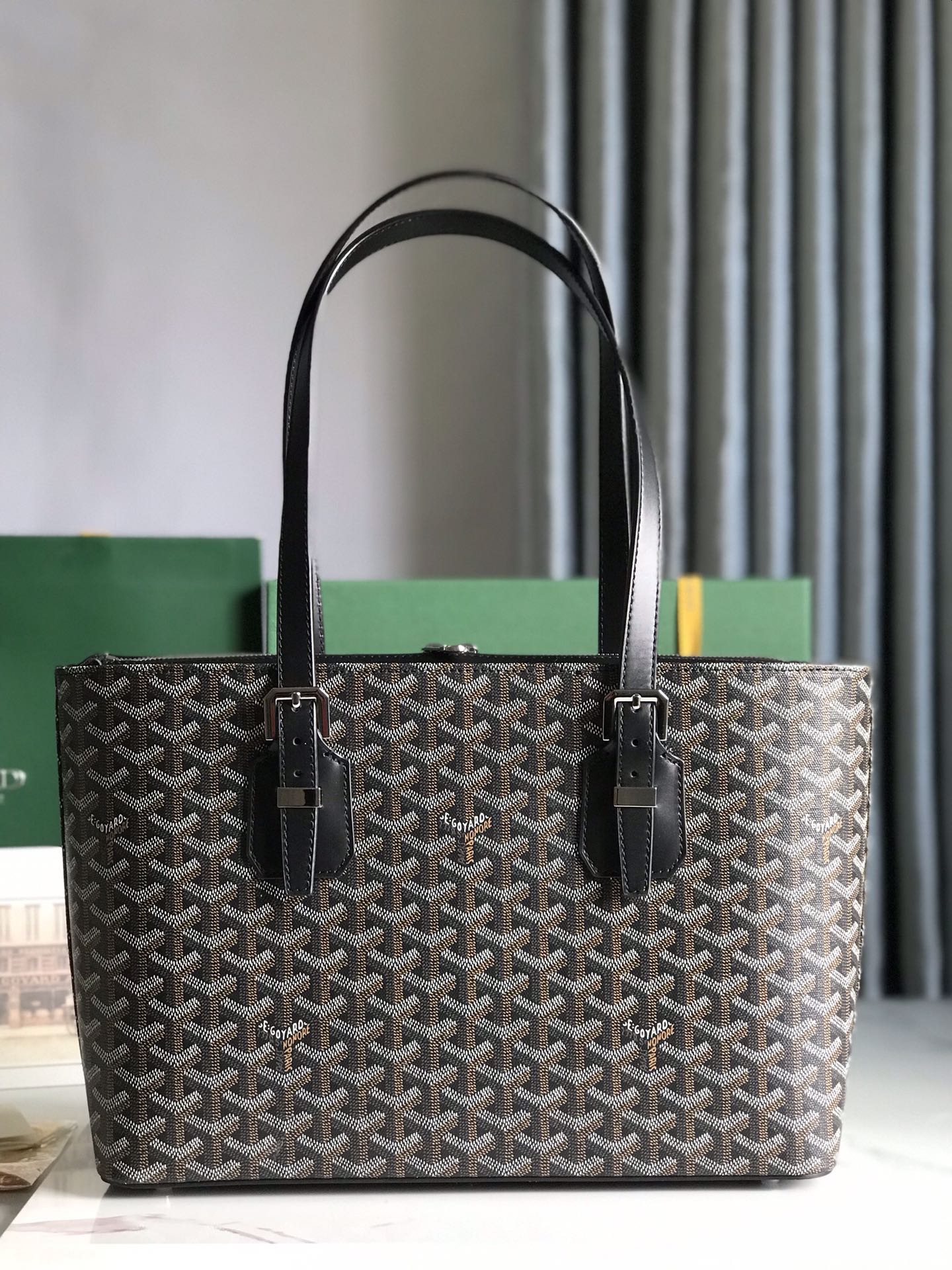 Goyard Okinawa PM Bag 35.5cm Black Canvas&Calfskin